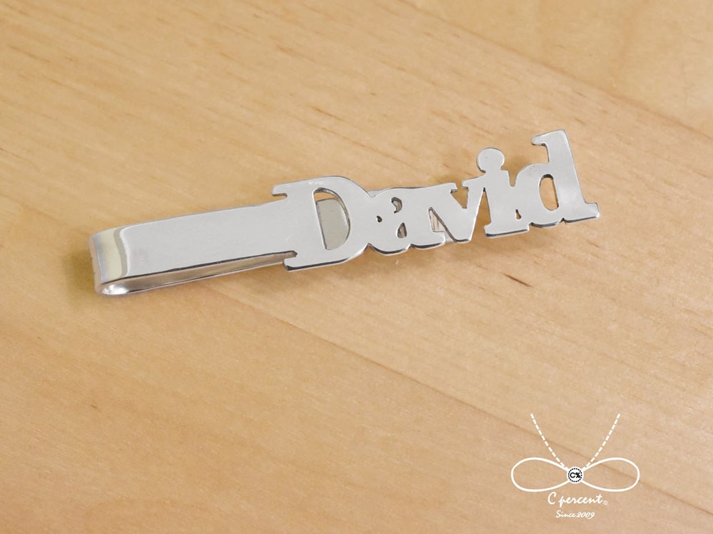 【刻字】David 英文名字領帶夾 | 男士西裝配件 925純銀 客製化禮物