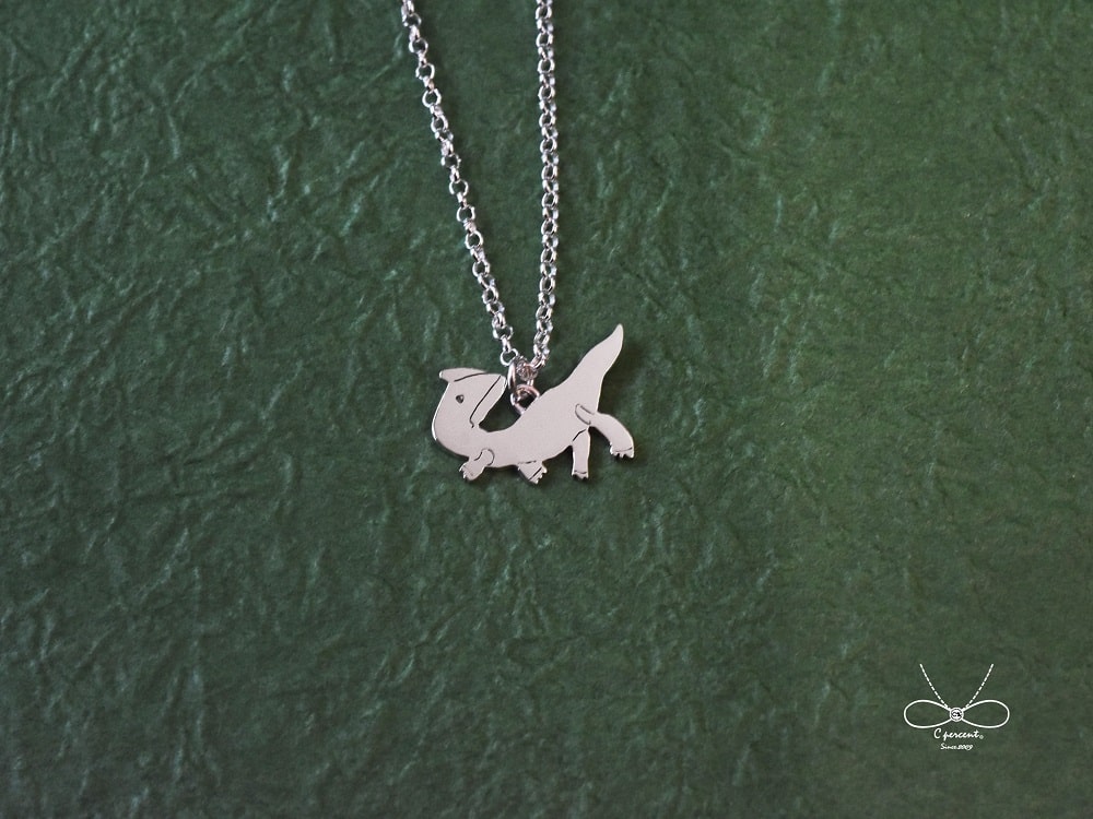【專屬訂製】小孩畫的圖 平面恐龍項鍊 | 客製化 925純銀
