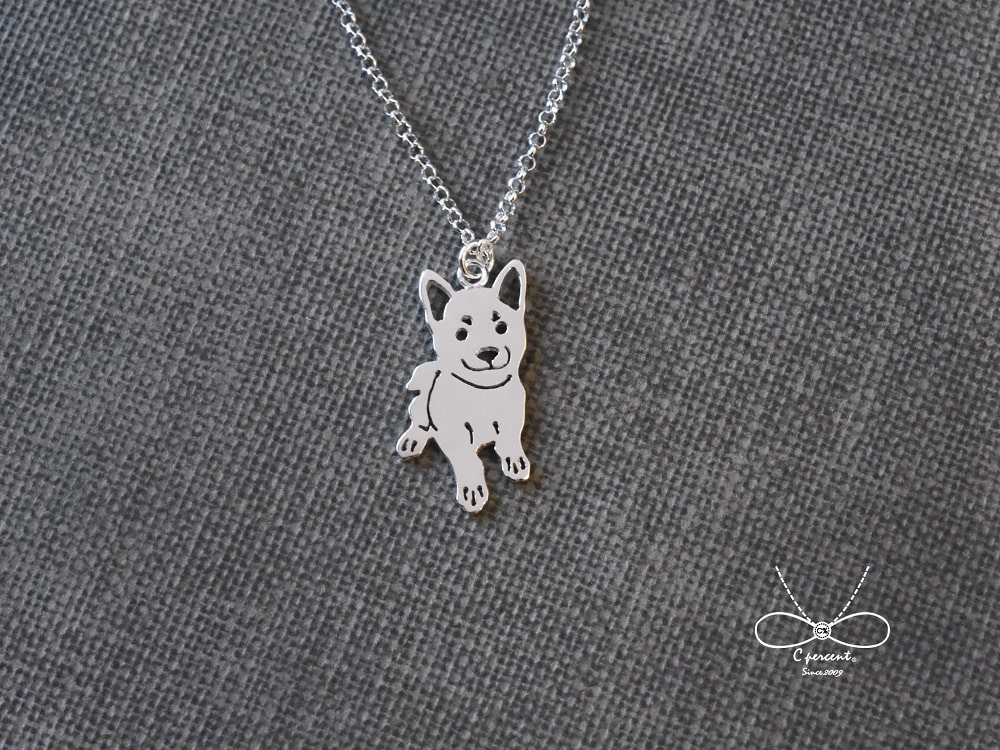 【專屬訂製】阿啾&阿席&阿福  鏤空柴犬項鍊 | 客製化動物 925純銀 手工銀飾