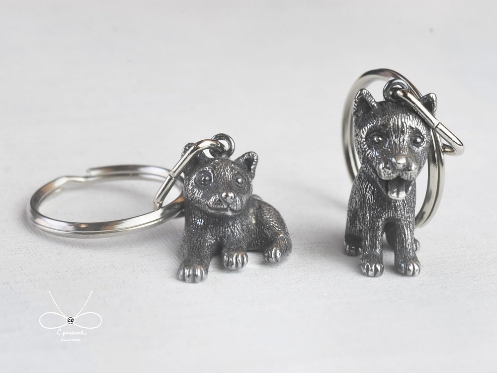 【專屬訂製】立體柴犬 自由設計 鑰匙圈 | 立體動物 925純銀 客製化
