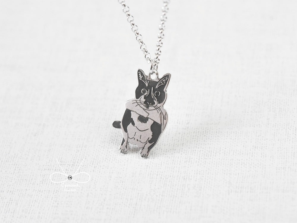 【客製化】Katrina Tso的貓咪 寵物肖像項鍊 (925純銀 手繪插畫 可愛動物)