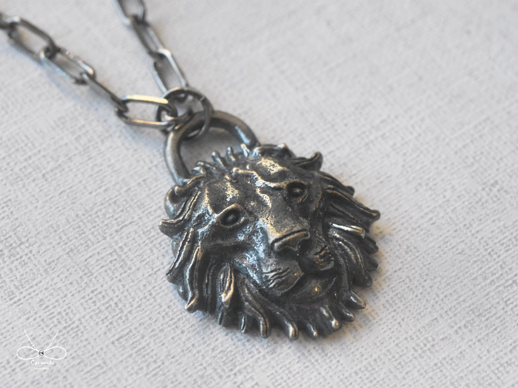 公獅子鎖頭 | 純銀項鍊 可加購刻字 立體長項鍊 手工銀飾