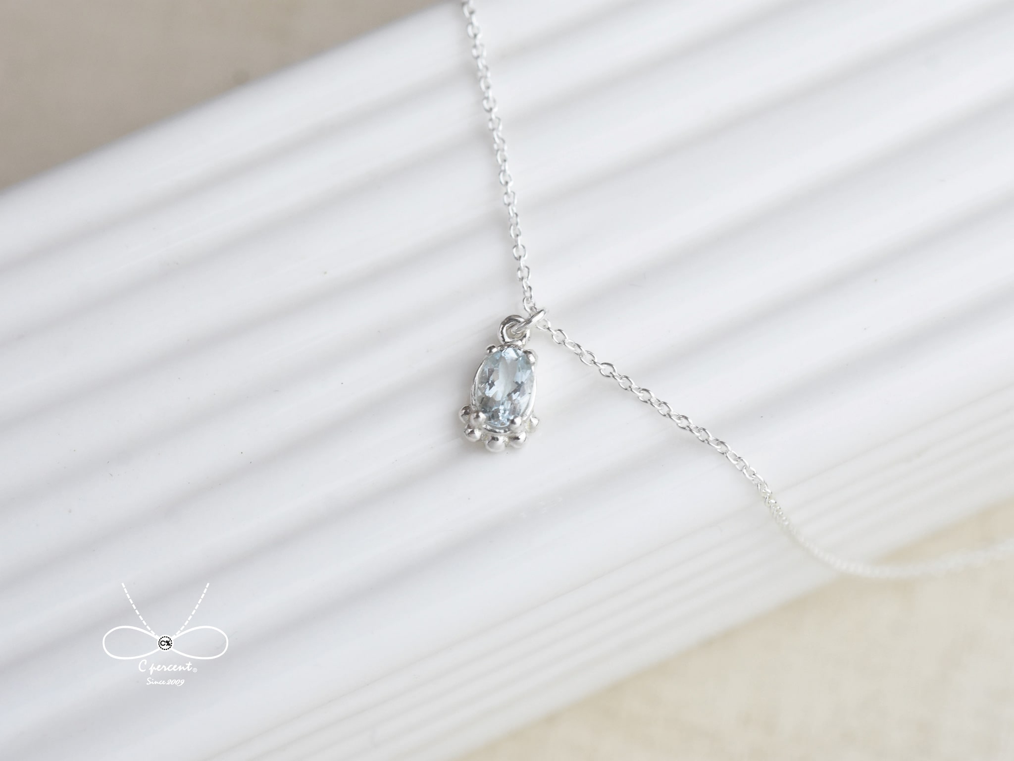 海水藍寶 | 細項鍊 天然石 925純銀 鎖骨鍊 手工銀飾 情人禮物
