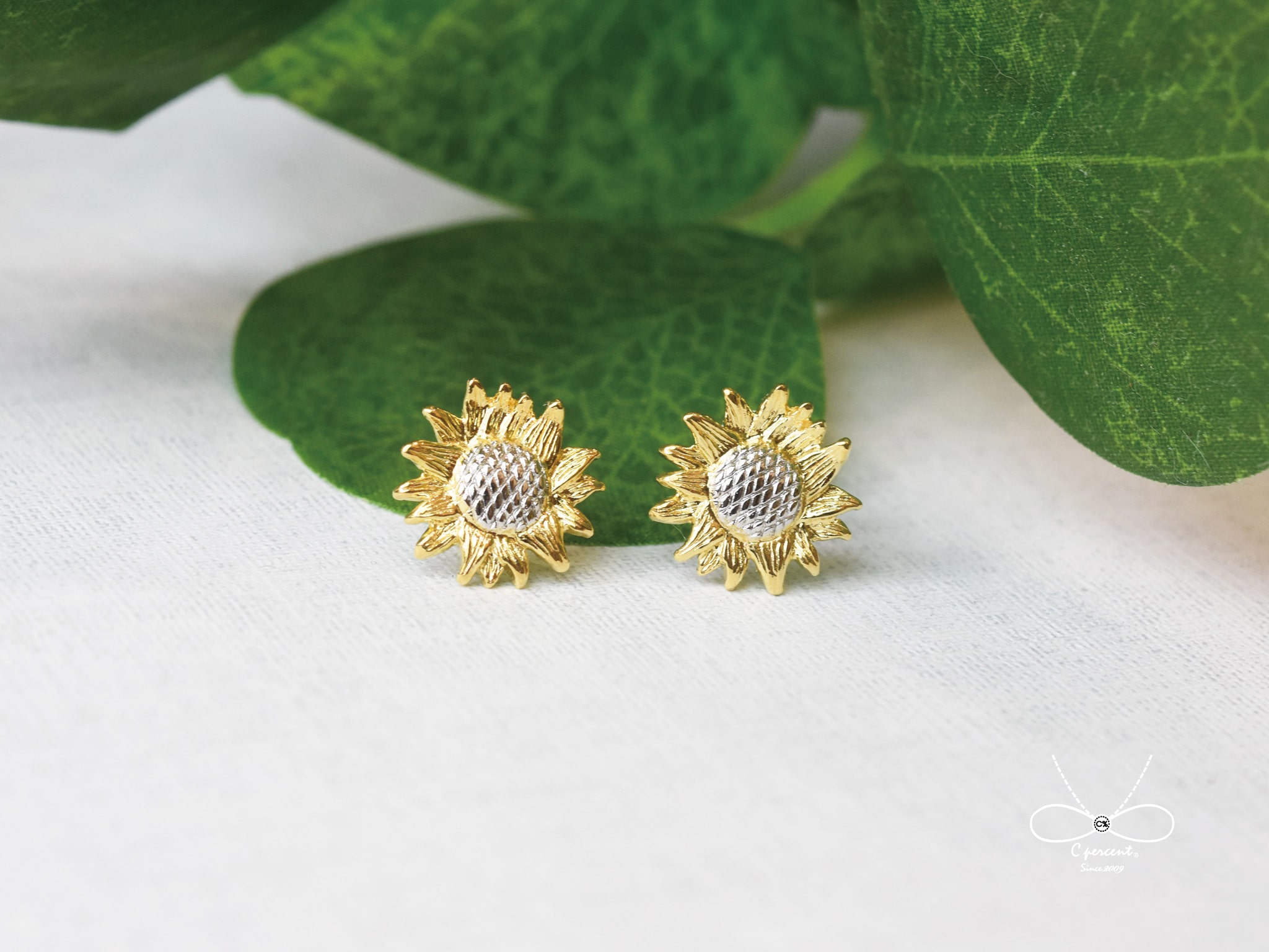 向日葵 | 銅鍍18K金耳環 可改夾式 森林系 女款 手工銀飾