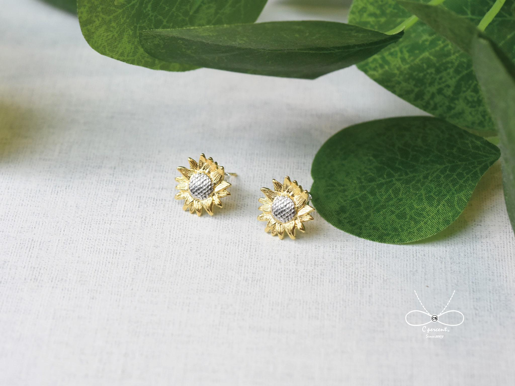 向日葵 | 銅鍍18K金耳環 可改夾式 森林系 女款 手工銀飾 - 飾品圖片第4張