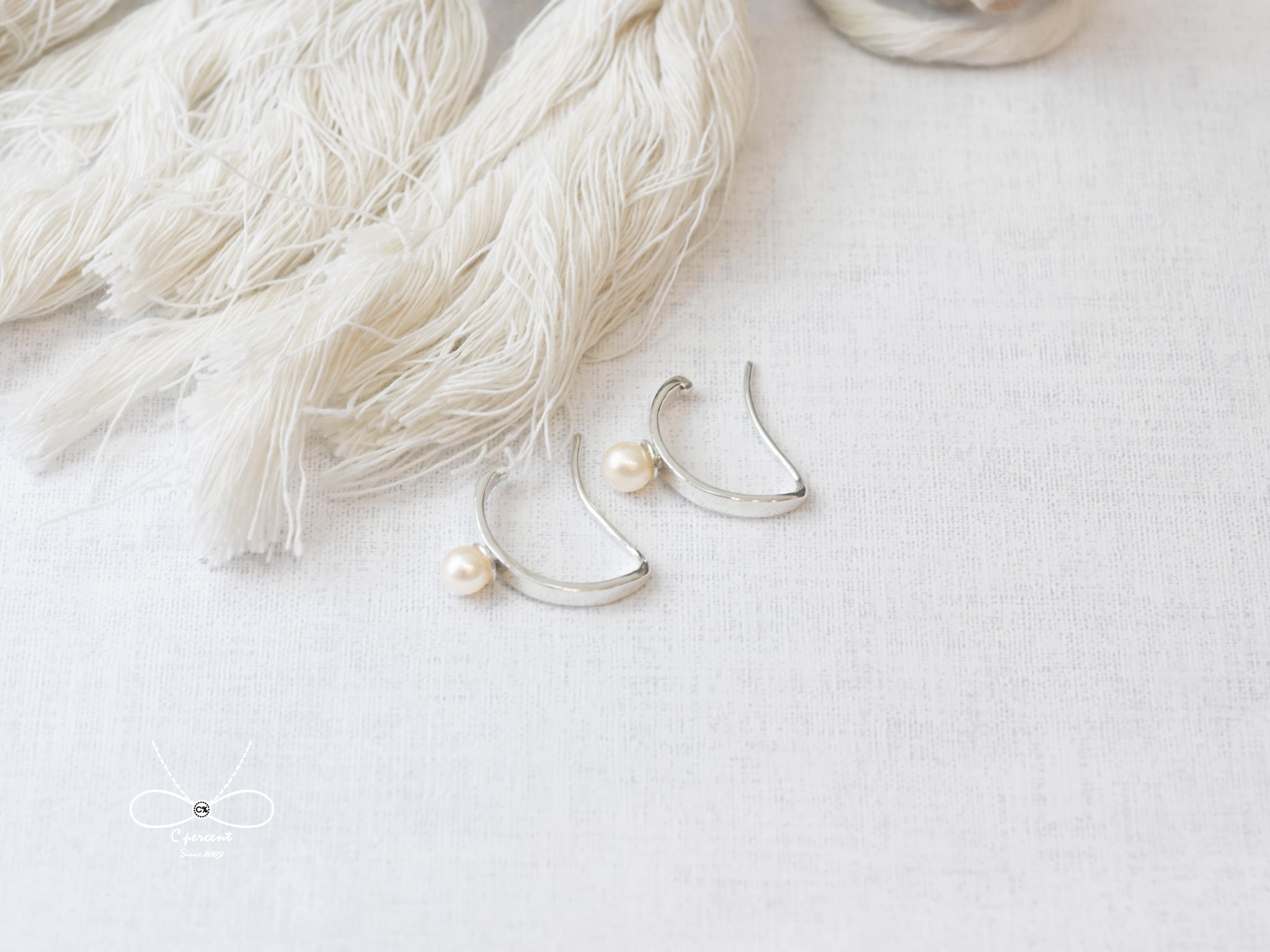 珍珠夾式耳環 | 925純銀 刻字 女款 簡約 手工銀飾 情人節 - 飾品圖片第2張