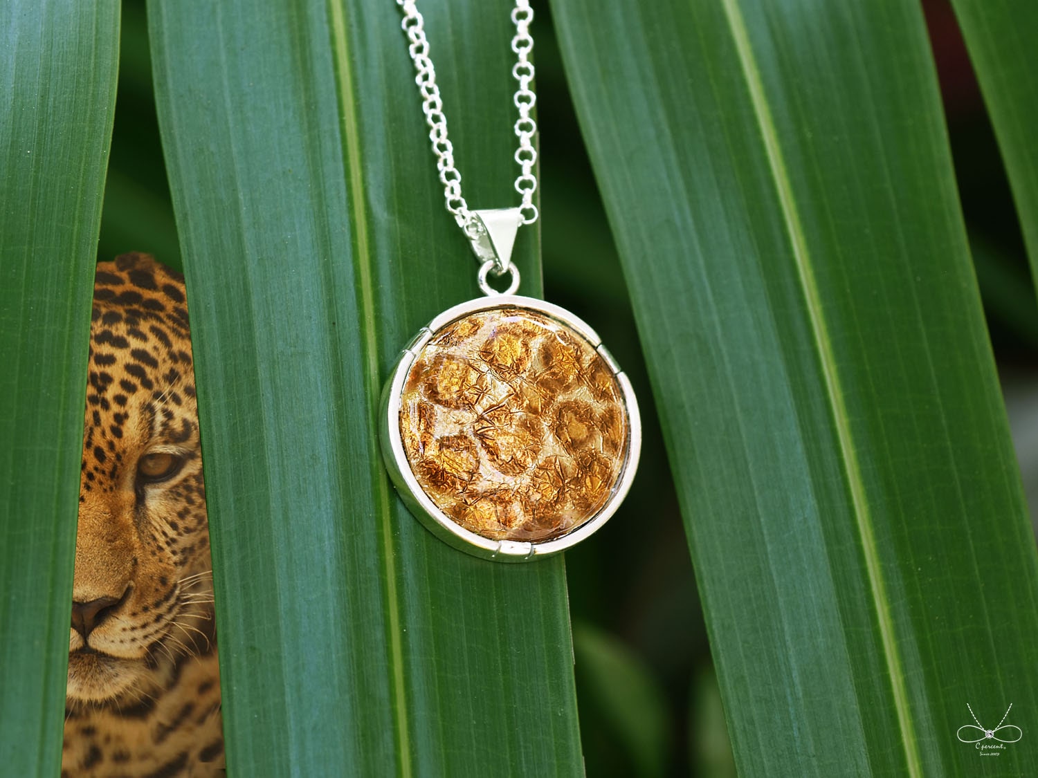 豹紋 leopard print (純銀琺瑯項鍊) 