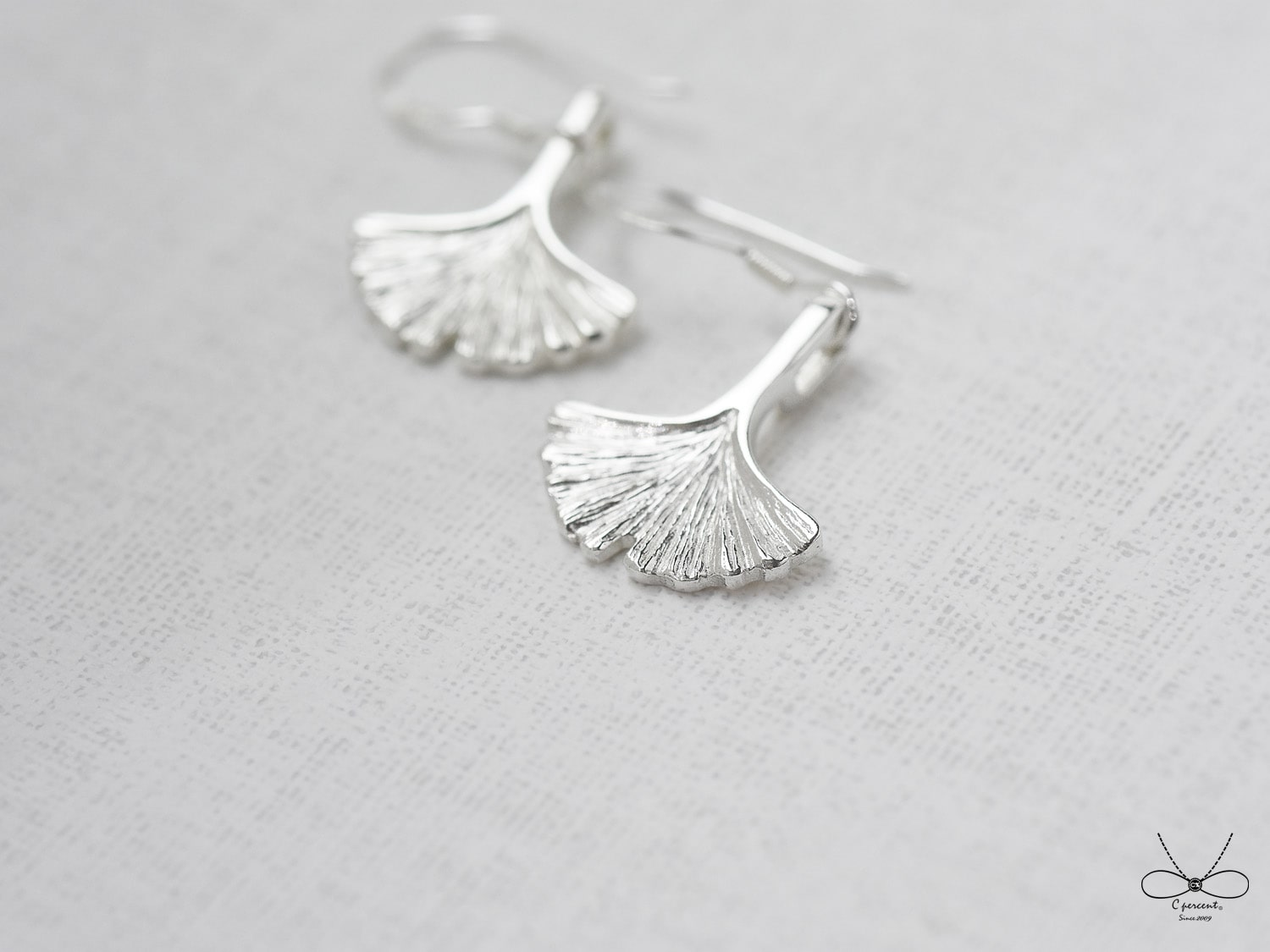 小銀杏 - 植物園 | 純銀耳環 女款 垂墜耳環 手工銀飾 - 飾品圖片第2張