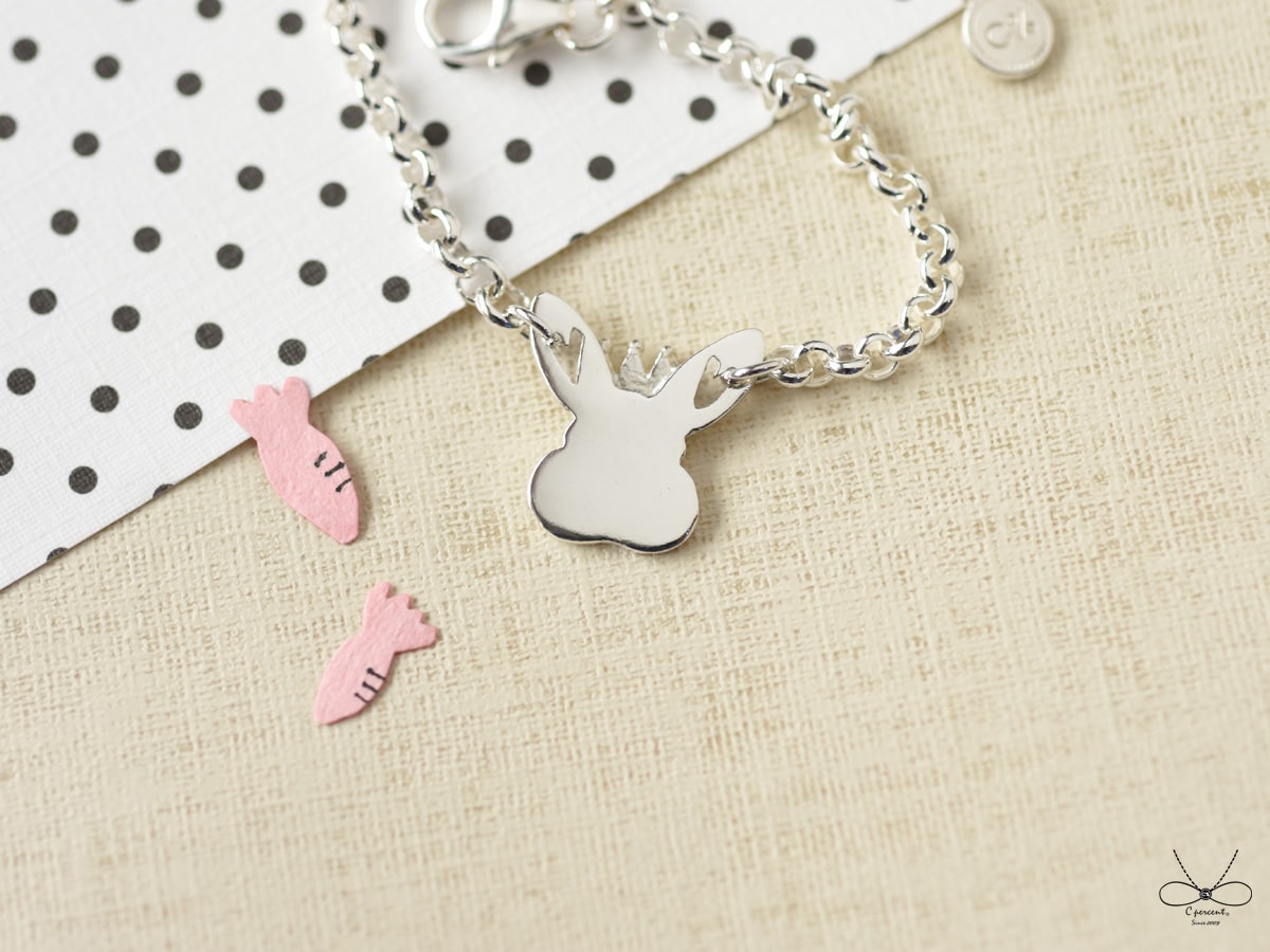 小兔子 - 小朋友手鍊 | 925純銀 寶寶週歲禮 可愛動物 手工銀飾 - 飾品圖片第3張