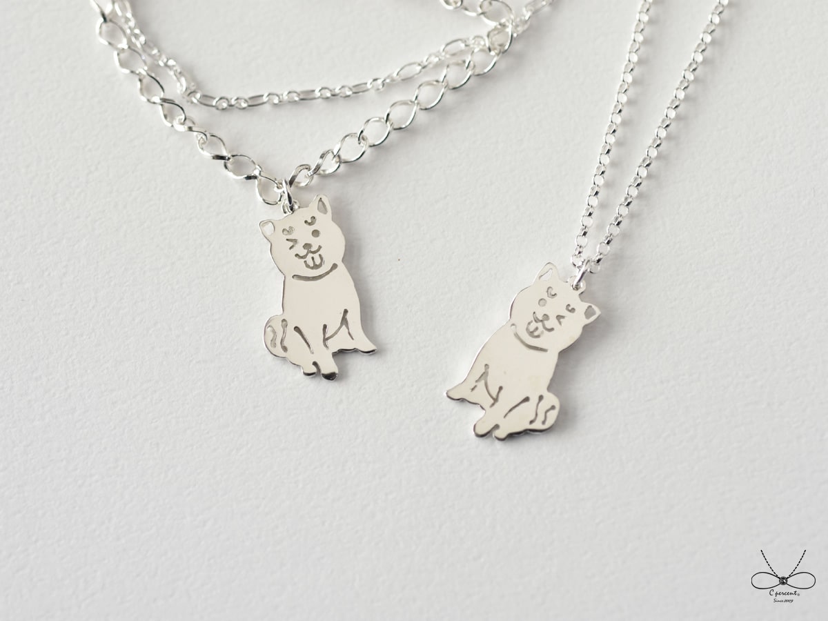 柴犬 - 經典動物鏤空 | 純銀項鍊 女款 鎖骨鍊 細鍊 手工銀飾 - 飾品圖片第3張