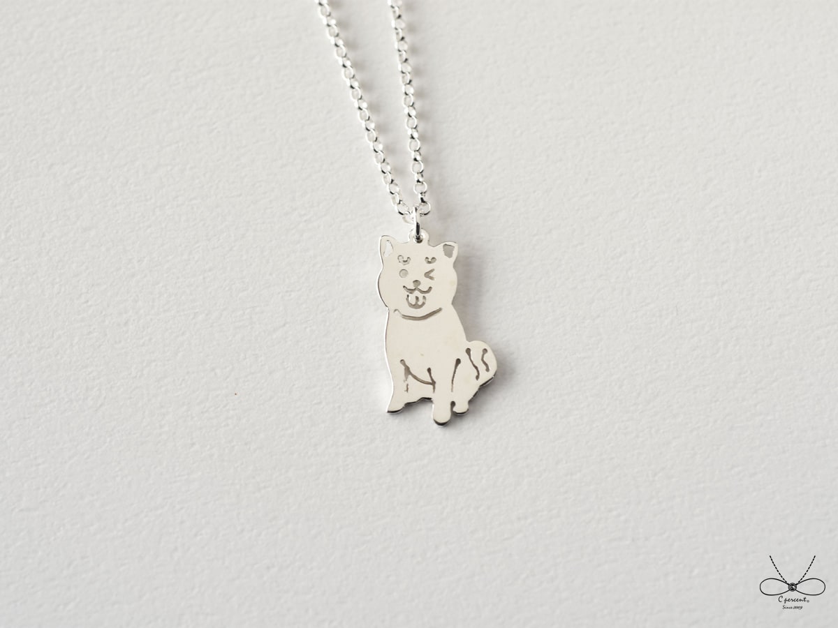 柴犬 - 經典動物鏤空 | 純銀項鍊 女款 鎖骨鍊 細鍊 手工銀飾 - 飾品圖片第2張