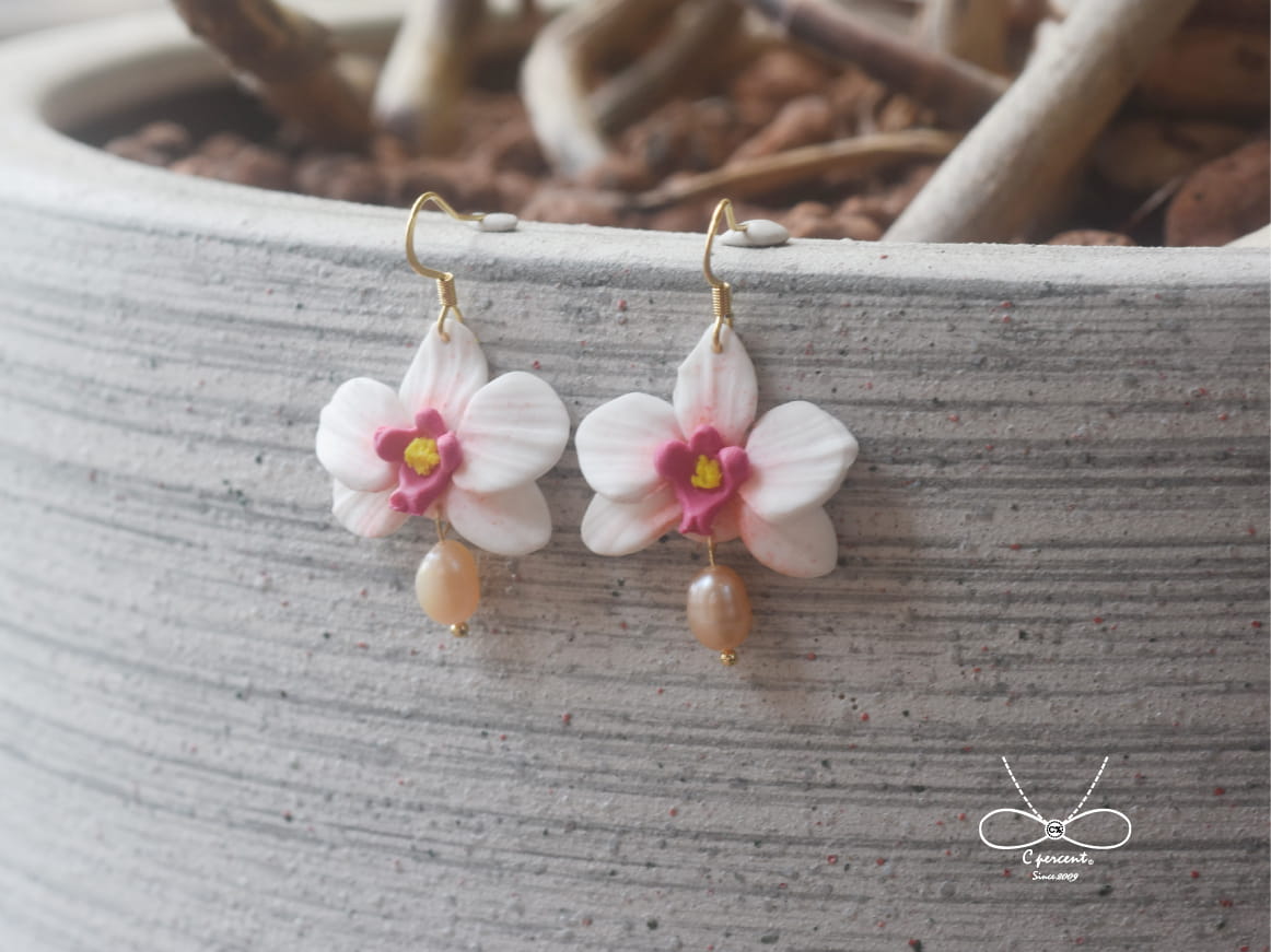 蘭花 | 母親節禮物 手工軟陶土耳環 春天耳環
