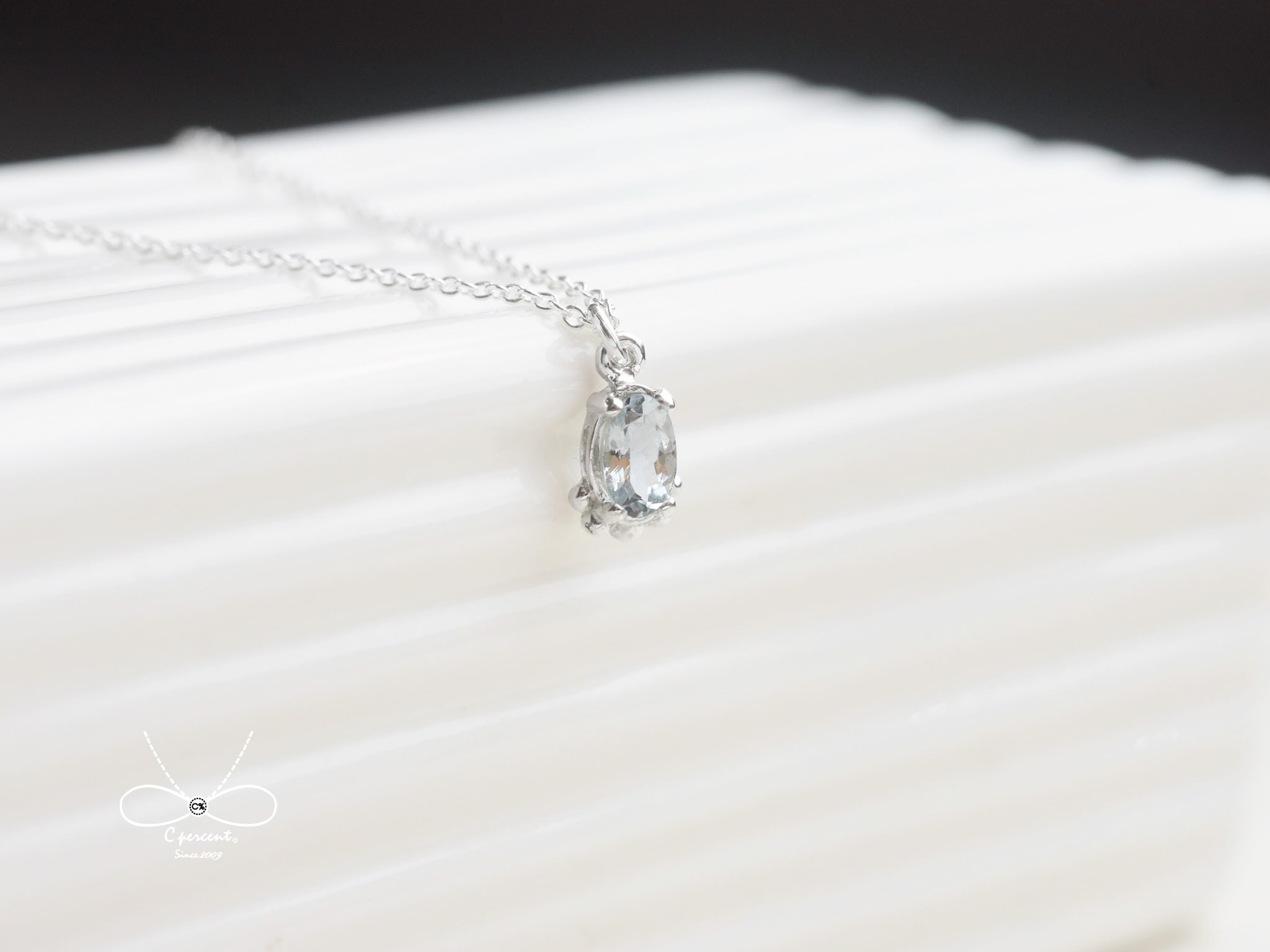 海水藍寶 | 細項鍊 天然石 925純銀 鎖骨鍊 手工銀飾 情人禮物 - 飾品圖片第4張