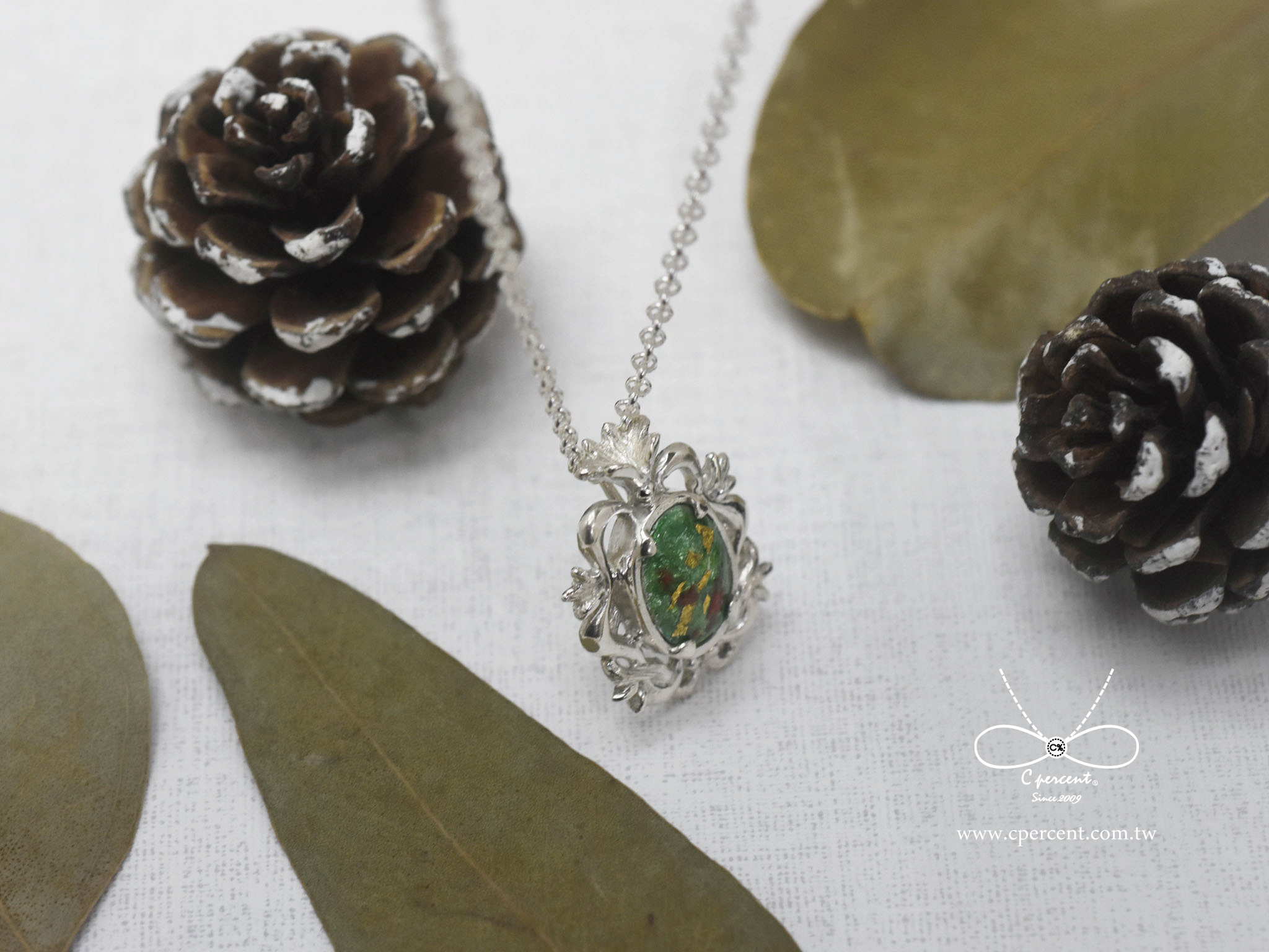 【聖誕節限定版】洛可可香水 (純銀項鍊 輕珠寶 金箔 琺瑯) - 飾品圖片第5張