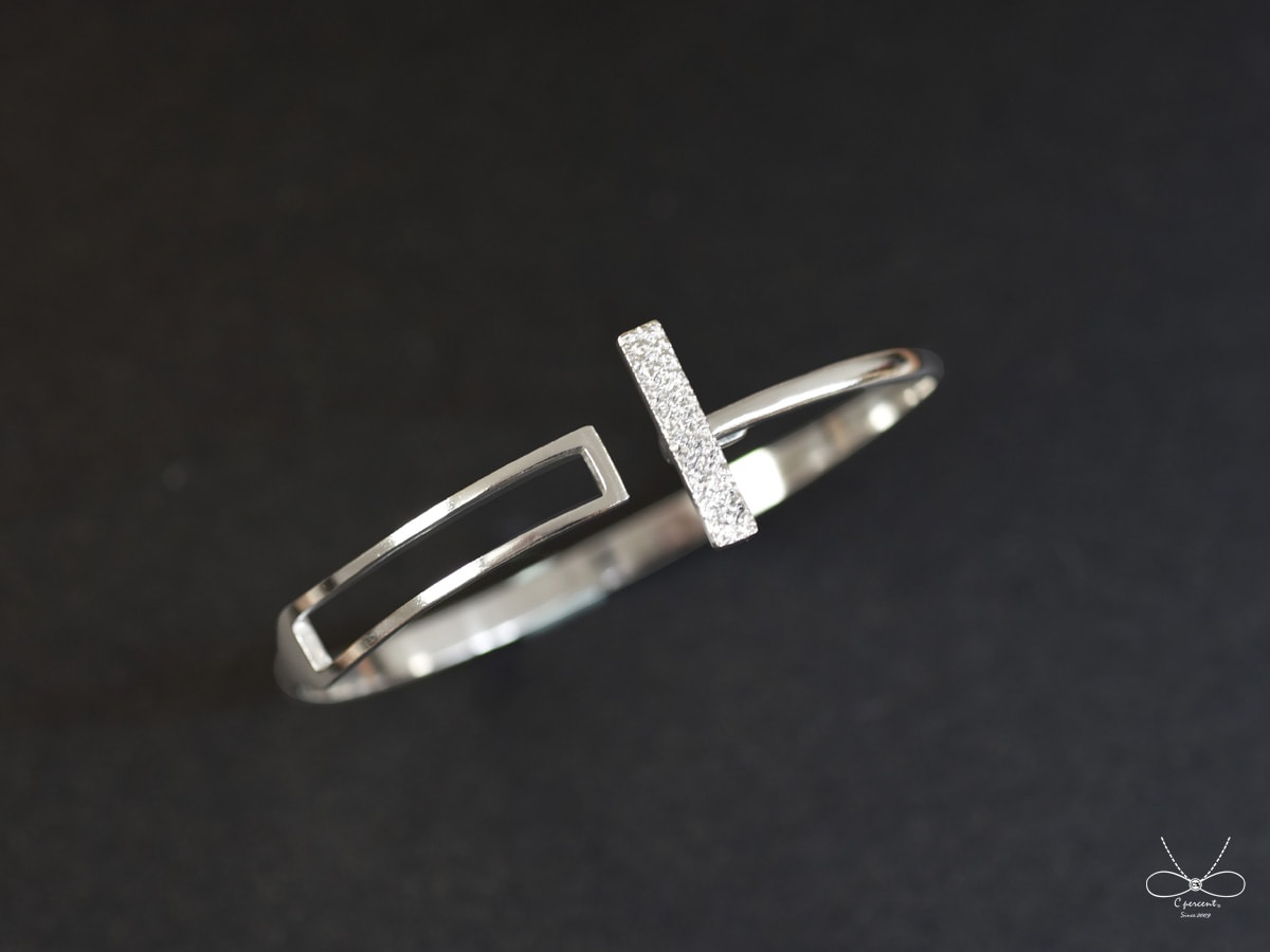 幾何長方形打質感層次手環 (純銀手環 銀飾) - 飾品圖片第2張