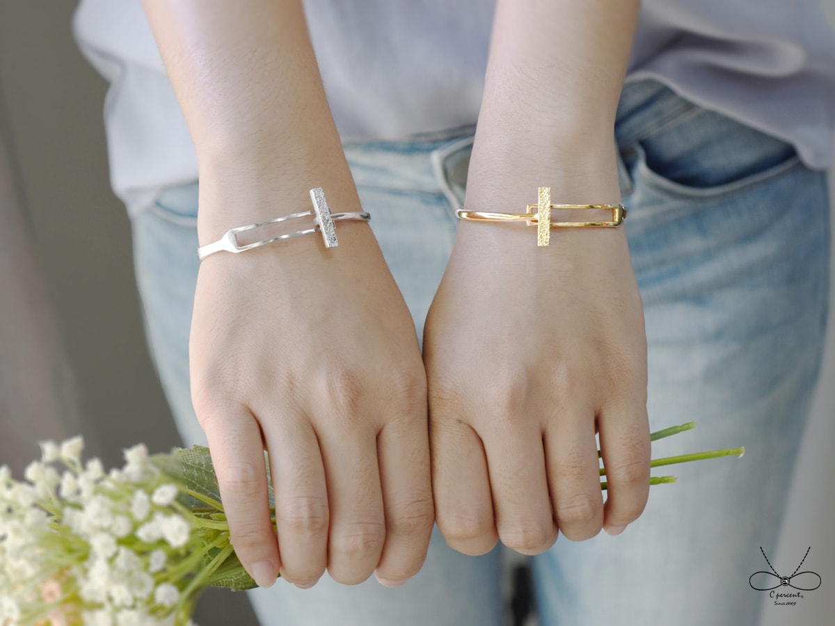 幾何長方形打質感層次手環 (純銀手環 銀飾) - 飾品圖片第5張