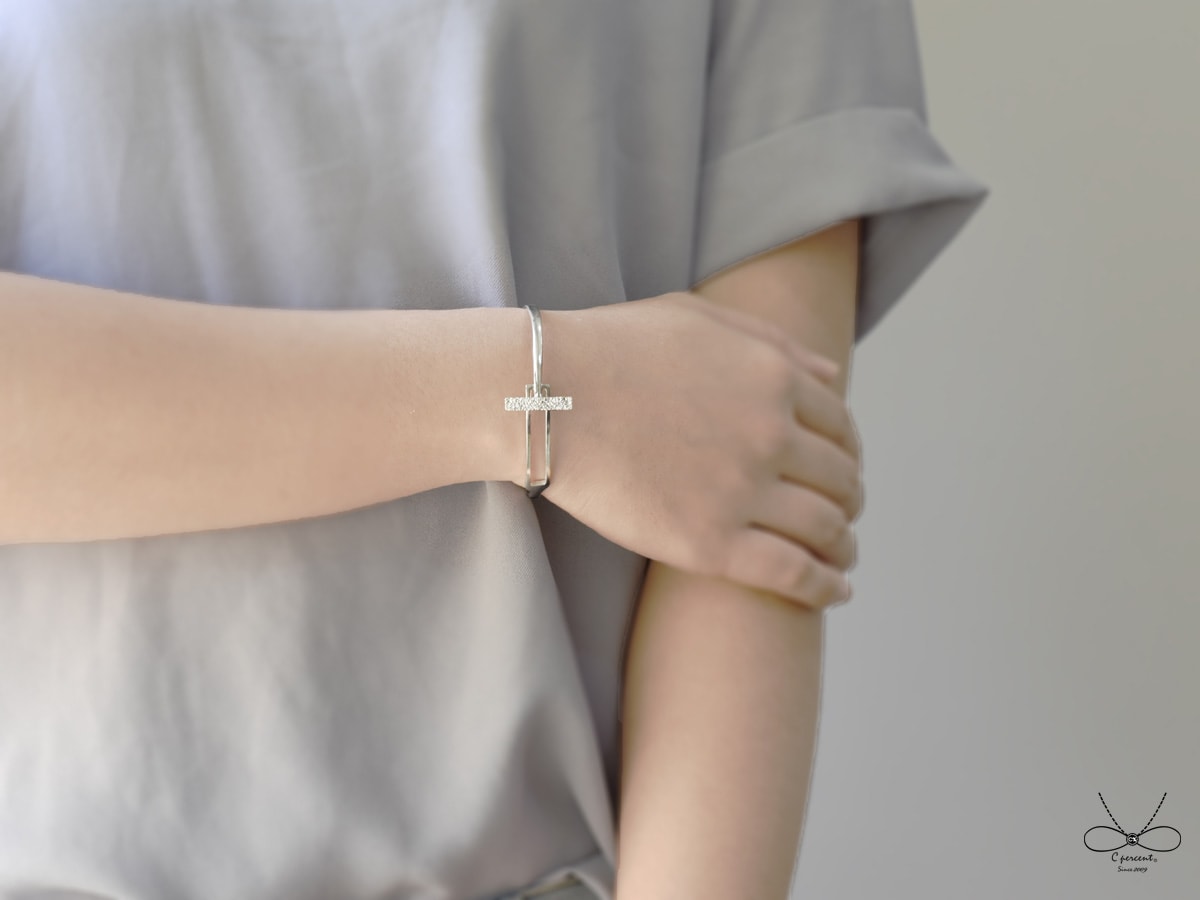 幾何長方形打質感層次手環 (純銀手環 銀飾) - 飾品圖片第4張