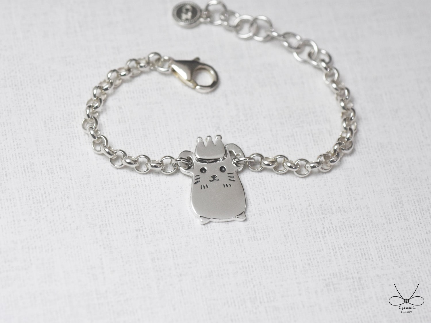 小老鼠 - 小朋友手鍊 | 925純銀 寶寶週歲禮 可愛動物 手工銀飾 - 飾品圖片第5張