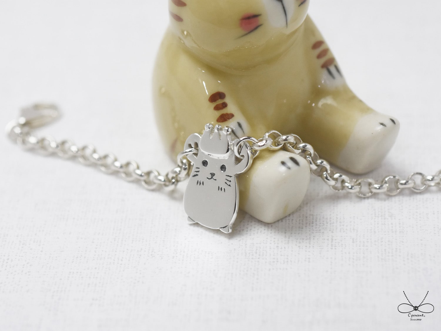 小老鼠 - 小朋友手鍊 | 925純銀 寶寶週歲禮 可愛動物 手工銀飾 - 飾品圖片第2張
