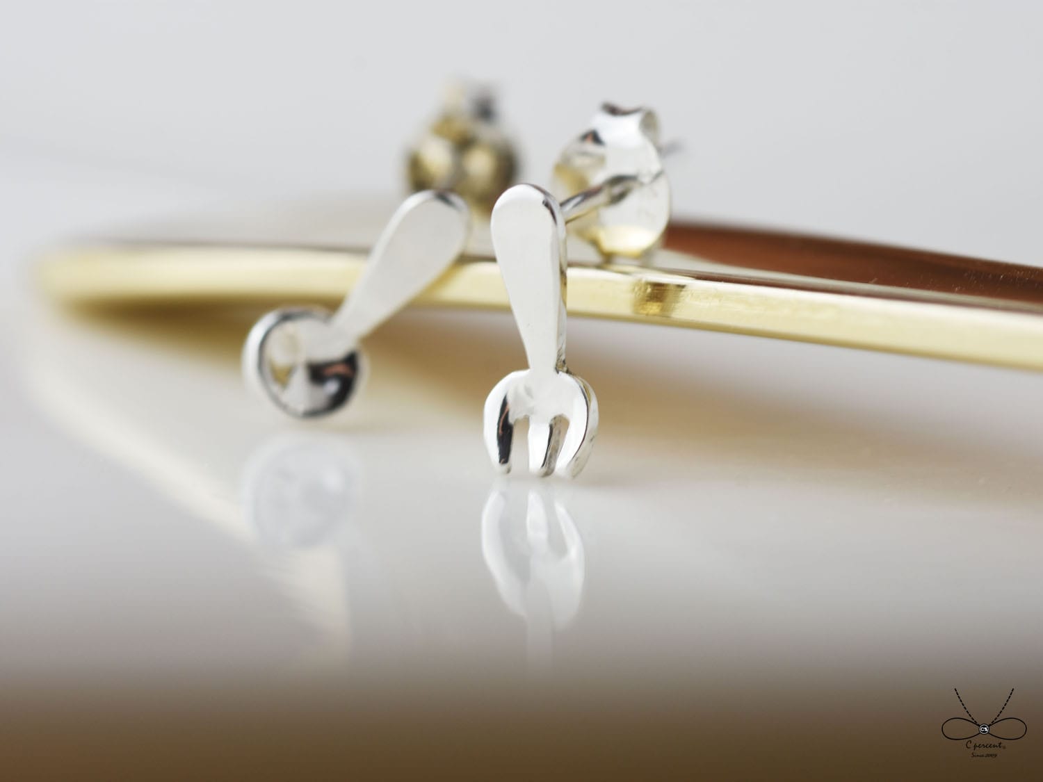 小小湯匙與叉子 | 純銀耳環 女款 可改夾式 手工銀飾 - 飾品圖片第3張