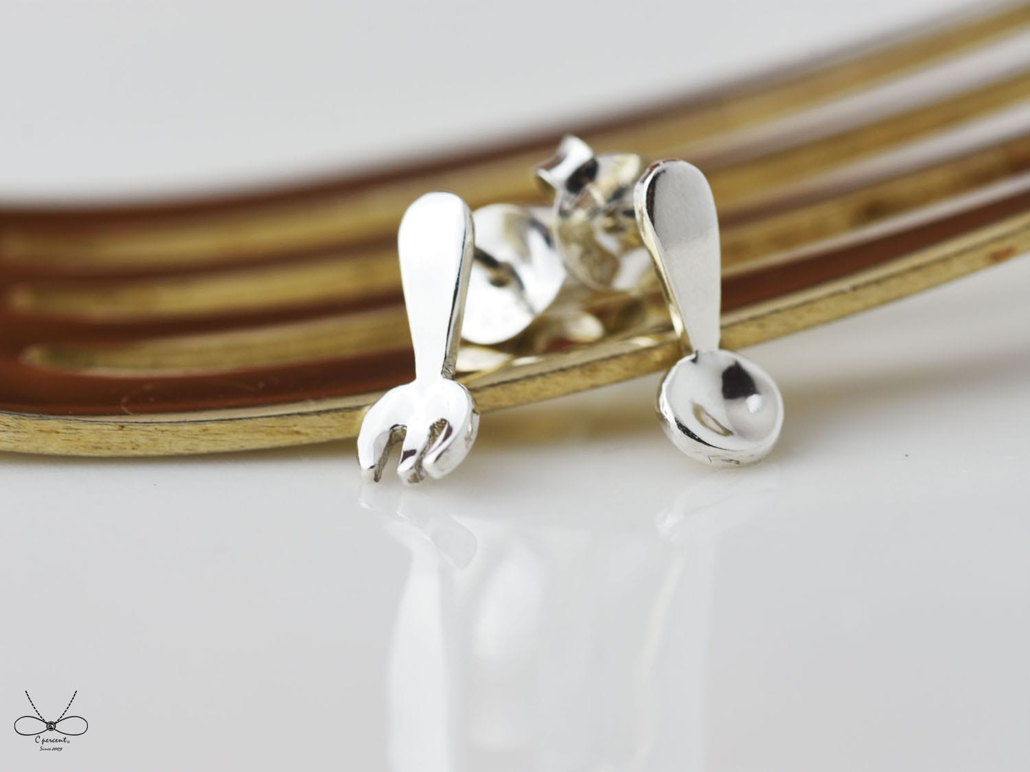 小小湯匙與叉子 | 純銀耳環 女款 可改夾式 手工銀飾