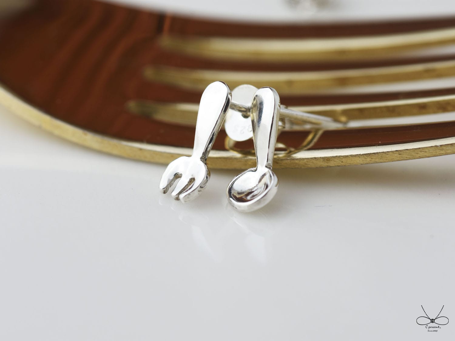 小小湯匙與叉子 | 純銀耳環 女款 可改夾式 手工銀飾 - 飾品圖片第2張