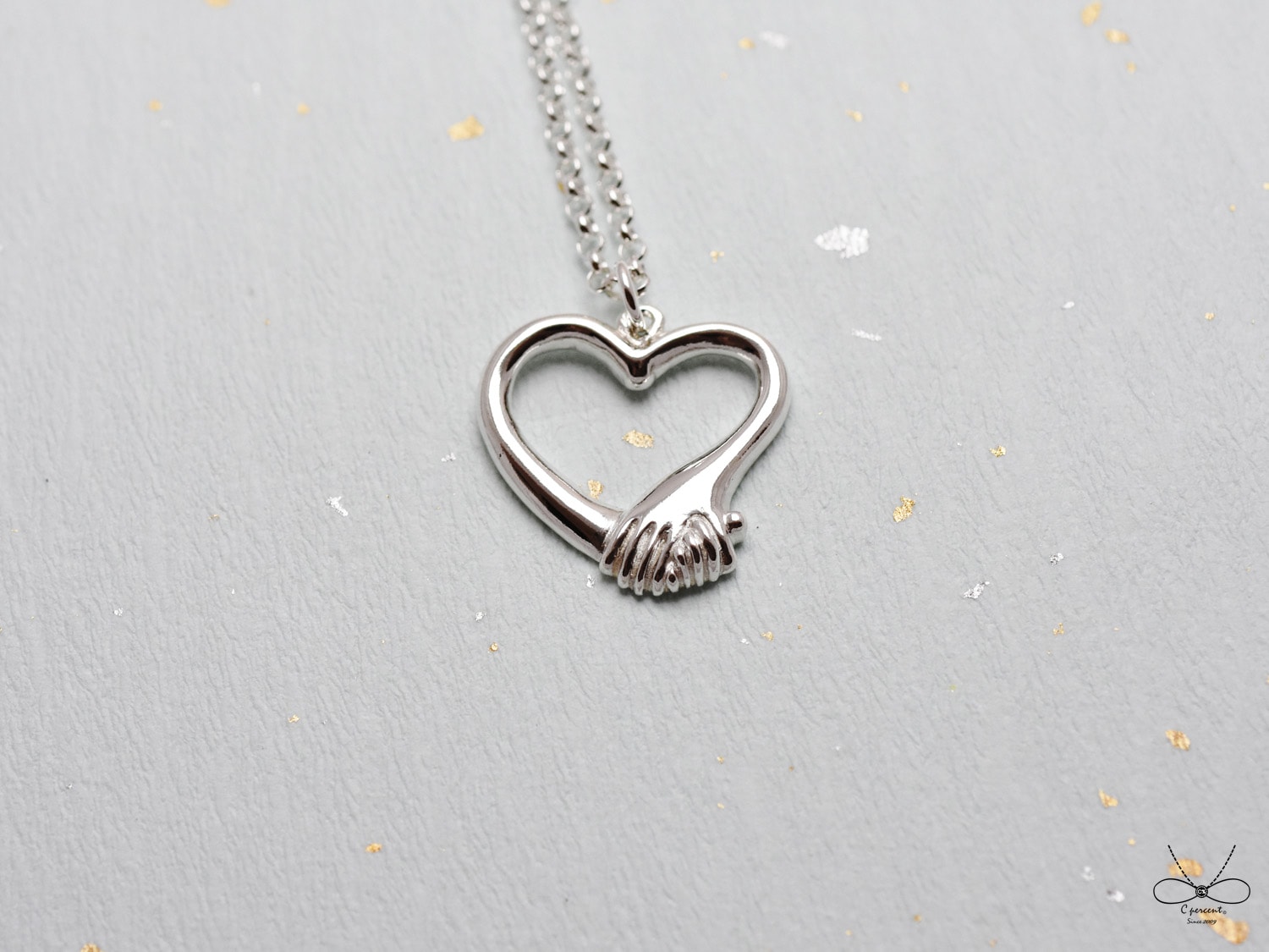 牽手愛心 | 純銀項鍊 女款 鎖骨鍊 手工銀飾 情人節禮物 - 飾品圖片第3張