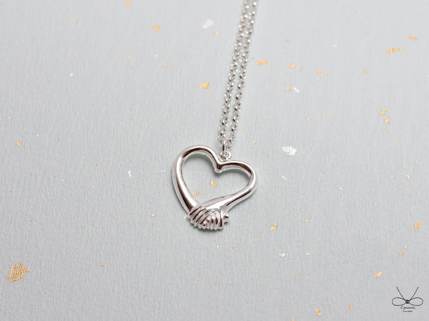 牽手愛心 | 純銀項鍊 女款 鎖骨鍊 手工銀飾 情人節禮物 - 飾品圖片第2張