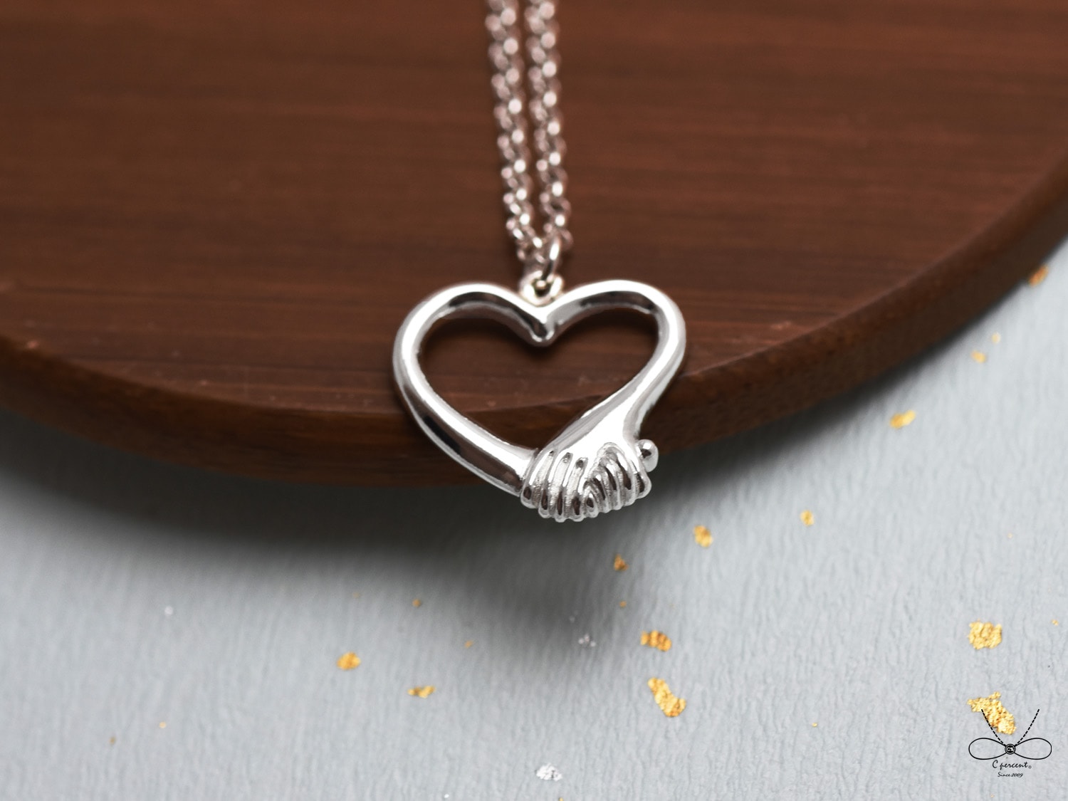 牽手愛心 | 純銀項鍊 女款 鎖骨鍊 手工銀飾 情人節禮物 - 飾品圖片第5張