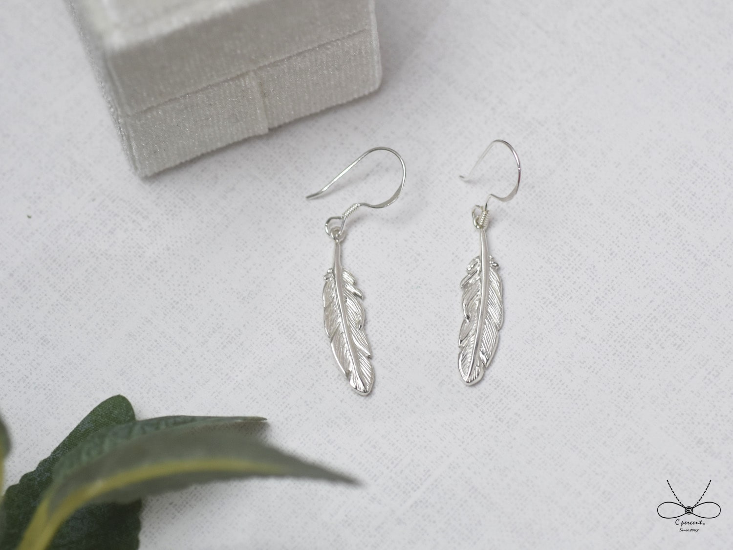 羽毛 | 垂墜耳環 925純銀 女款 手工銀飾 - 飾品圖片第3張