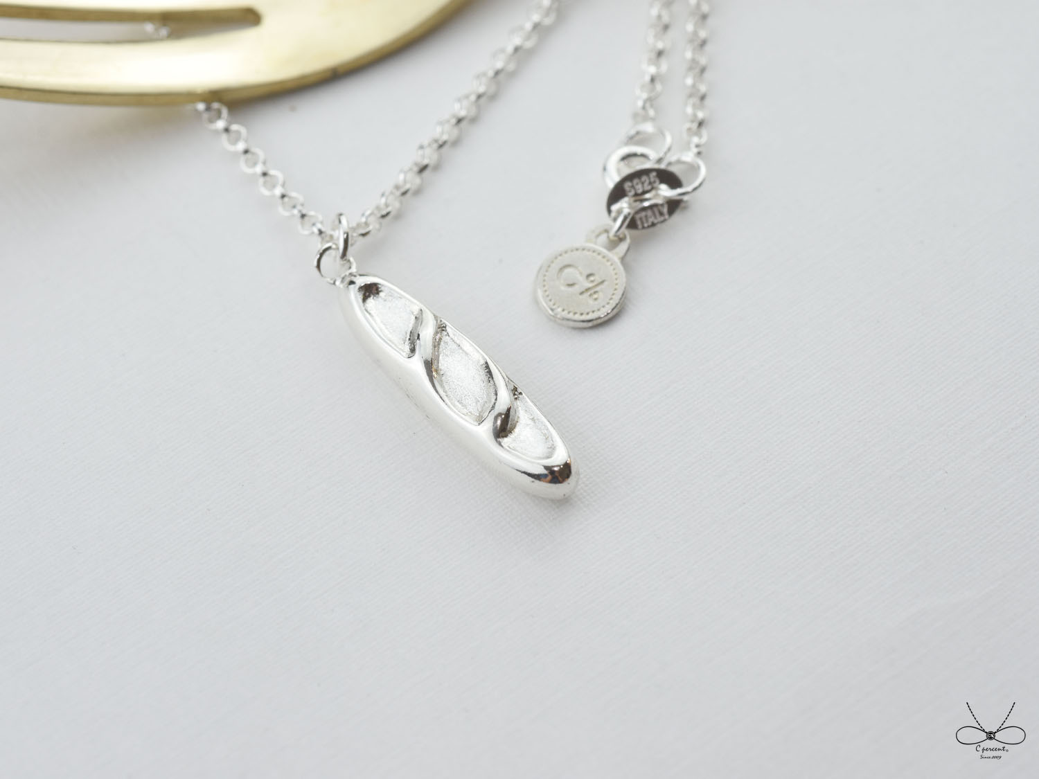 法國麵包 - 旅行去法國 | 純銀項鍊 細鍊 立體 手工銀飾 - 飾品圖片第3張