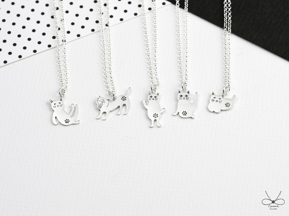 瑜珈貓 - 貓咪異想世界 | 純銀項鍊 女款 可愛動物 手工銀飾 - 飾品圖片第2張