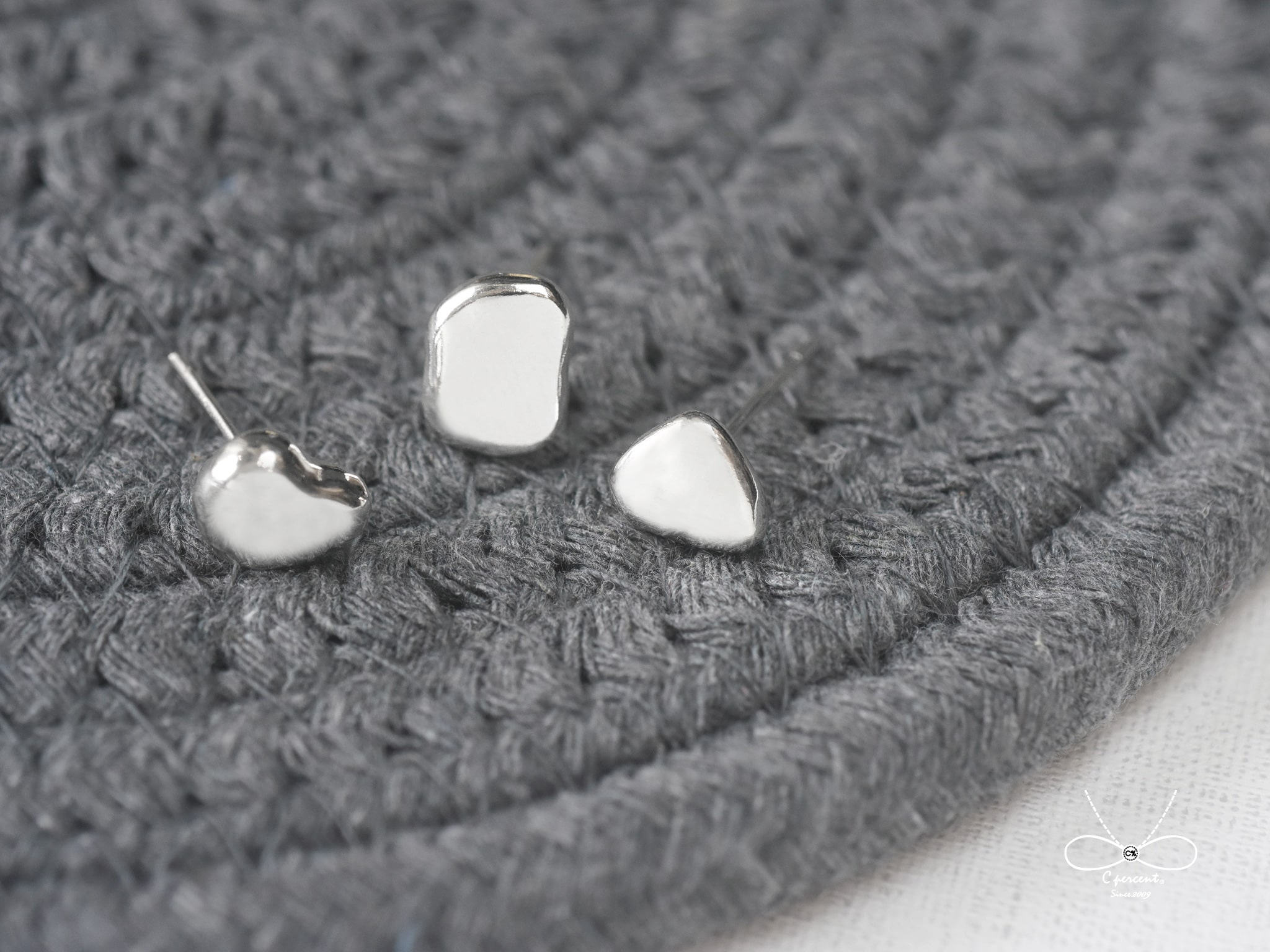 不規則幾何圖形耳環 | 925純銀 可改夾式 簡約 手工銀飾 - 飾品圖片第3張