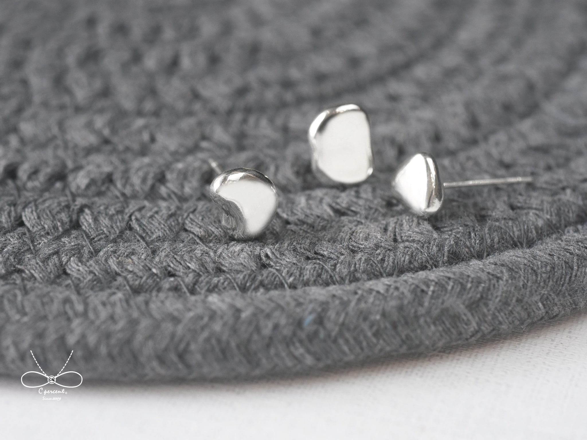 不規則幾何圖形耳環 | 925純銀 可改夾式 簡約 手工銀飾 - 飾品圖片第4張