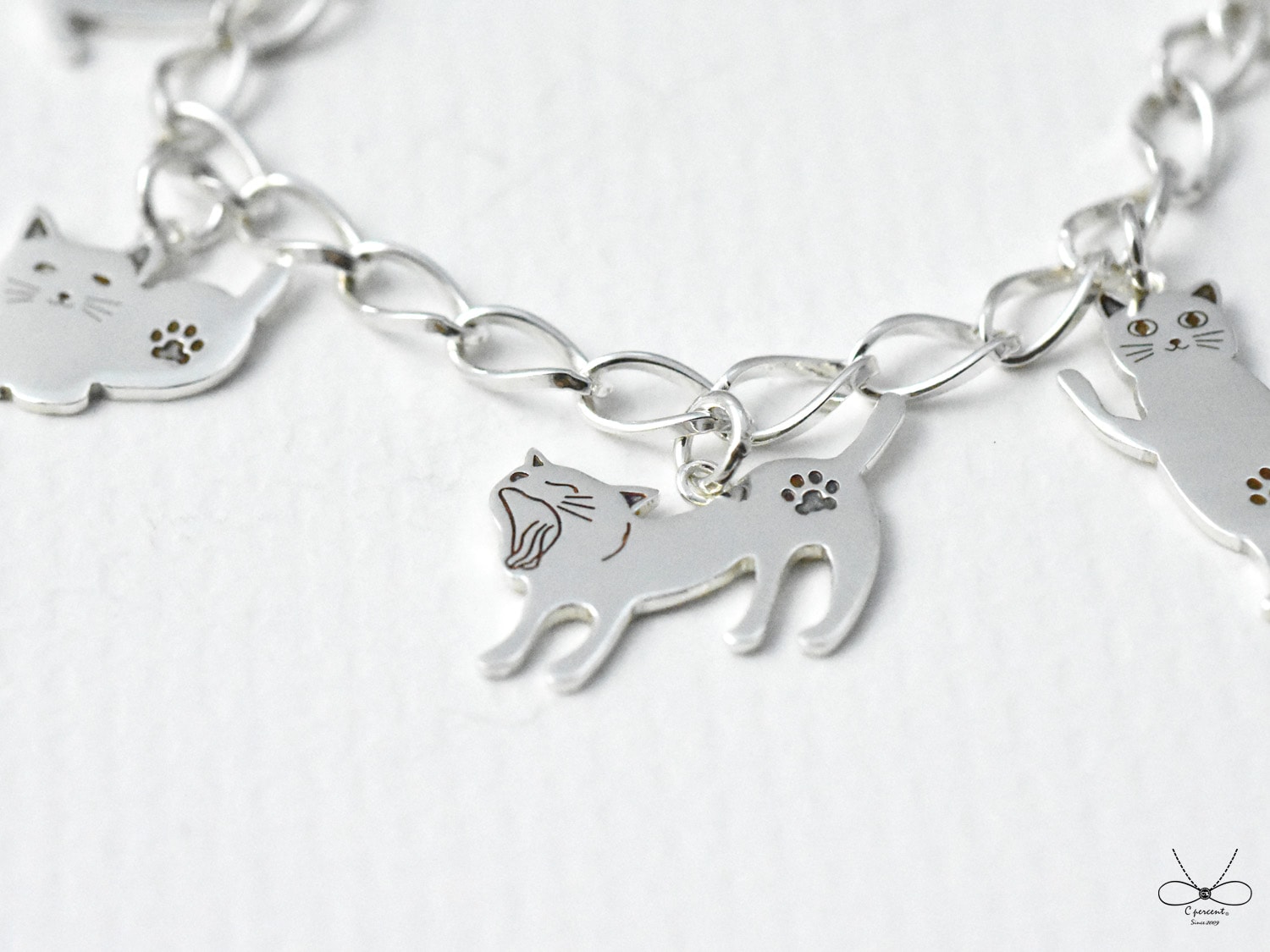 貓咪的異想世界 | 純銀手鍊 女款 可愛動物 手工銀飾 - 飾品圖片第5張