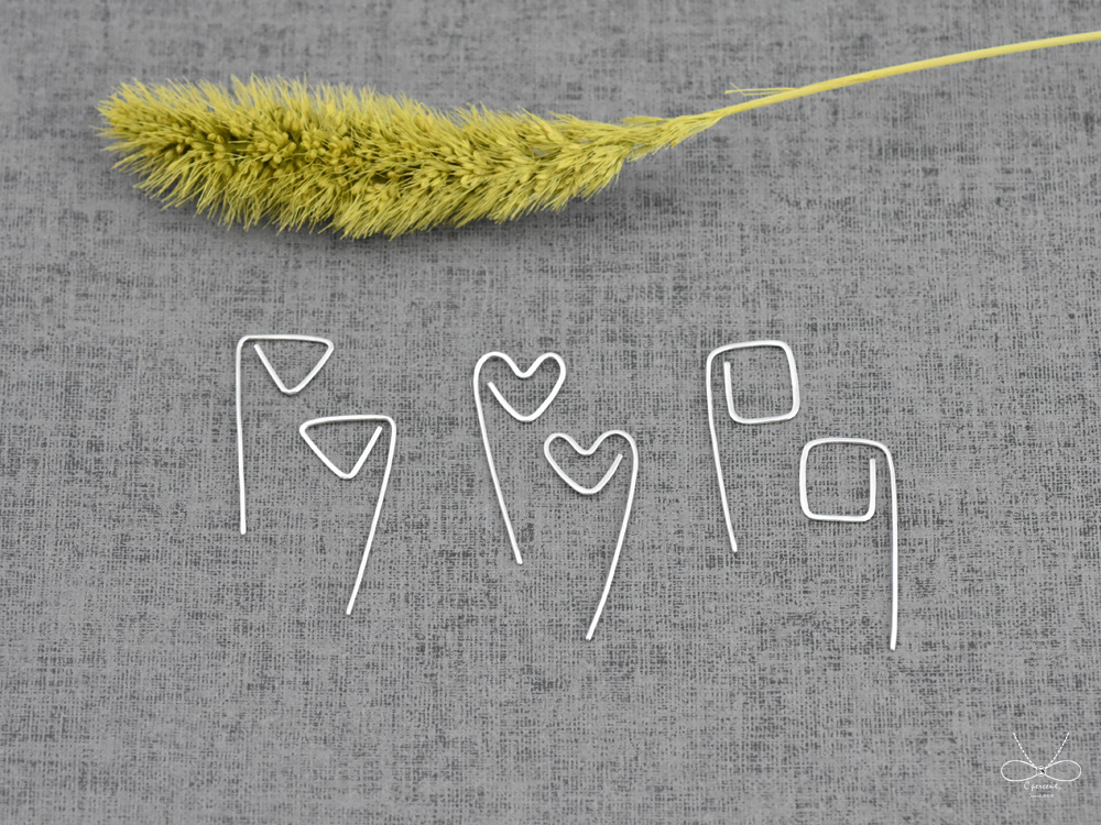 三角形 迴紋針式耳環 (925純銀 女款 幾何 簡約 手工銀飾) - 飾品圖片第5張