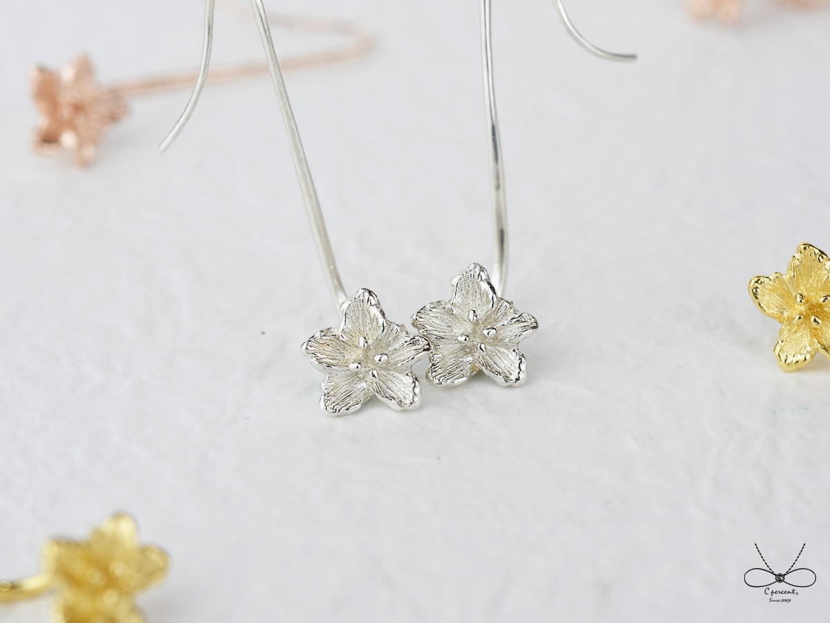 杜鵑花 | 純銀耳環 女款 花朵 垂墜耳環 手工銀飾 - 飾品圖片第2張