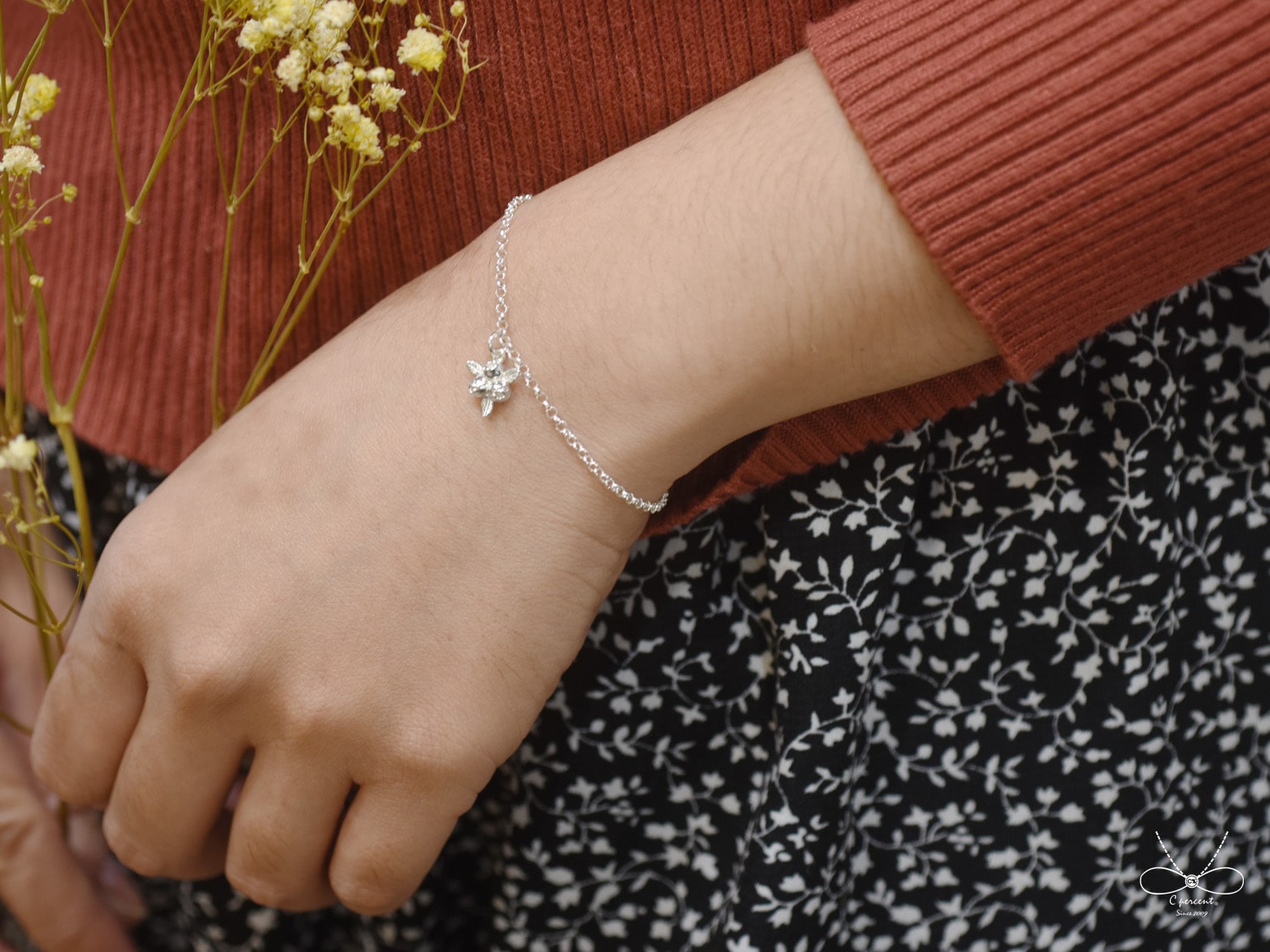 小藍莓果實 | 細手鍊 925純銀 簡約可愛 手工銀飾 - 飾品圖片第2張