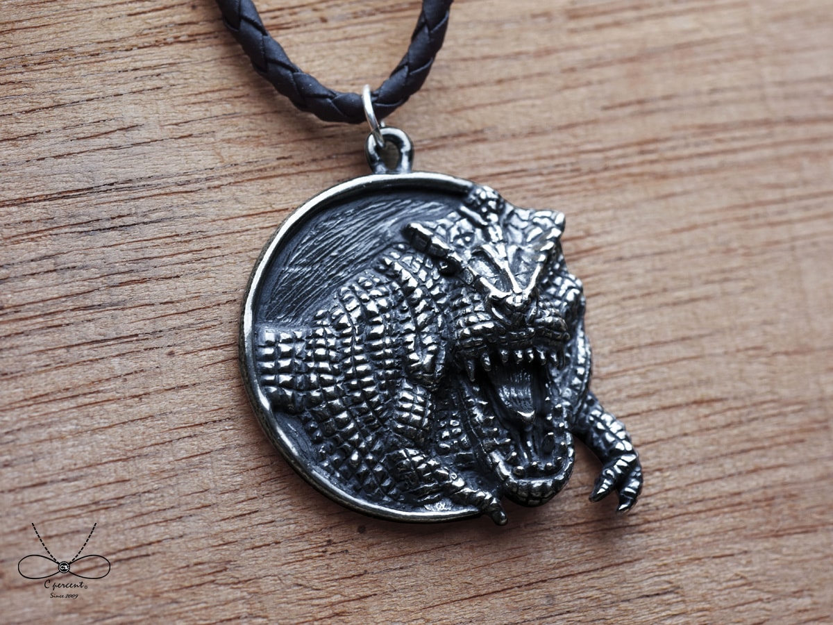 恐龍來了! 暴龍 (純銀項鍊 皮繩項鍊 銀飾) - 飾品圖片第2張