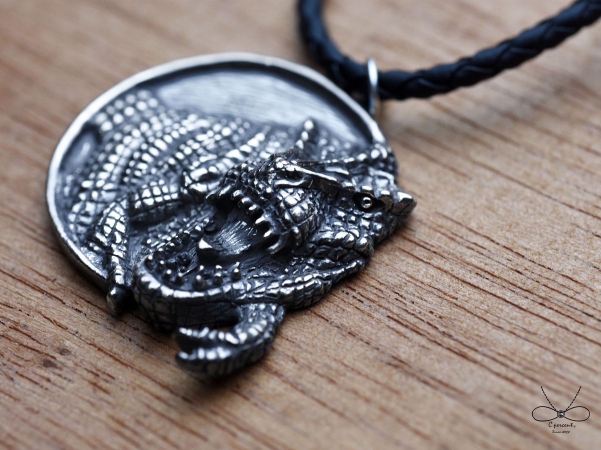 恐龍來了! 暴龍 (純銀項鍊 皮繩項鍊 銀飾) - 飾品圖片第3張