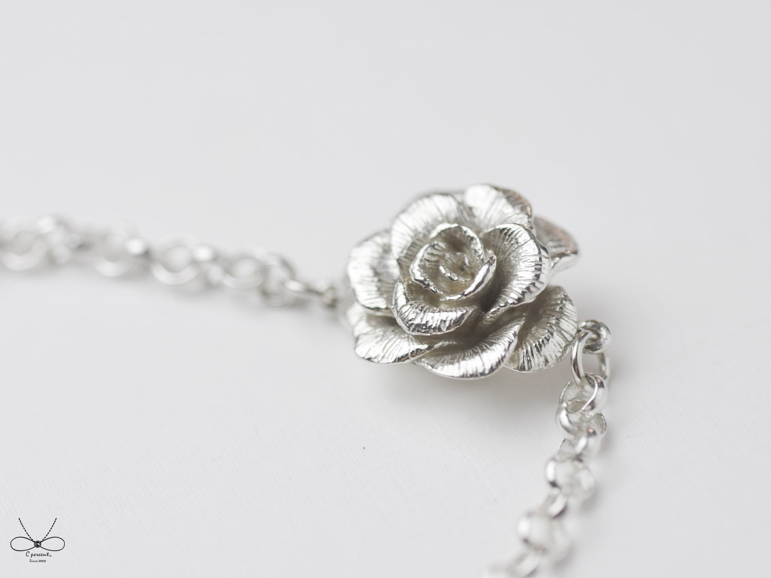 一朵玫瑰花 | 純銀手鍊 女款 花朵 情人節禮物 手工銀飾 - 飾品圖片第4張