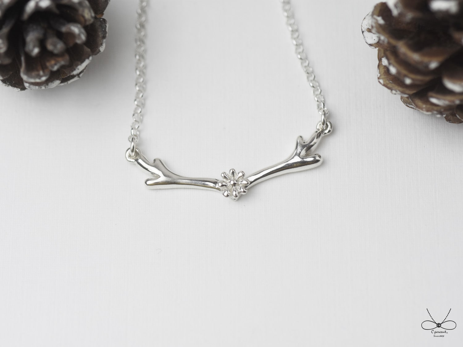 花鹿角 | 細項鍊 925純銀 立體 手工銀飾 情人禮物 - 飾品圖片第2張