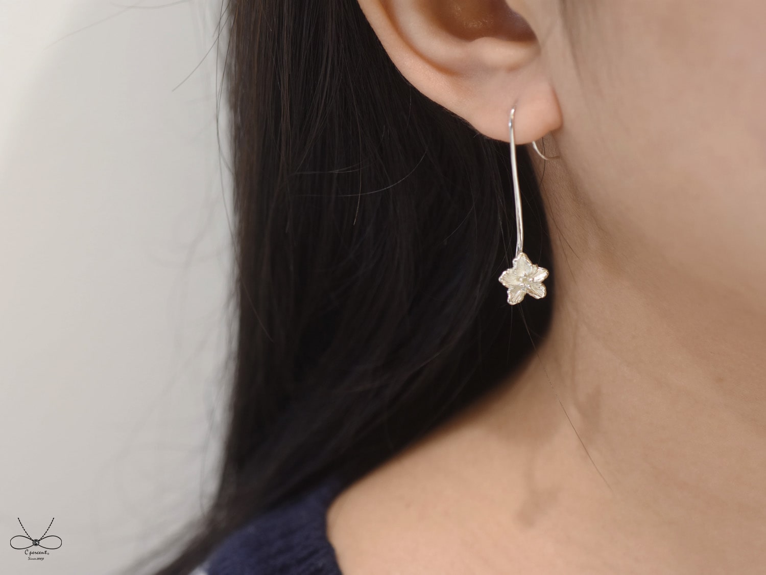 杜鵑花 | 純銀耳環 女款 花朵 垂墜耳環 手工銀飾 - 飾品圖片第4張