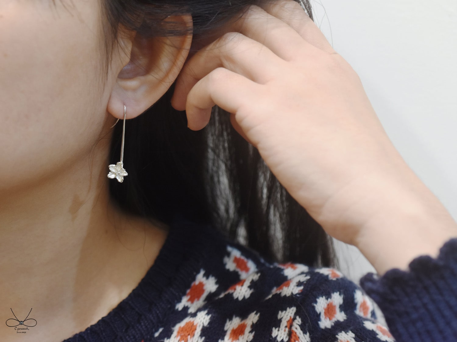 杜鵑花 | 純銀耳環 女款 花朵 垂墜耳環 手工銀飾 - 飾品圖片第5張