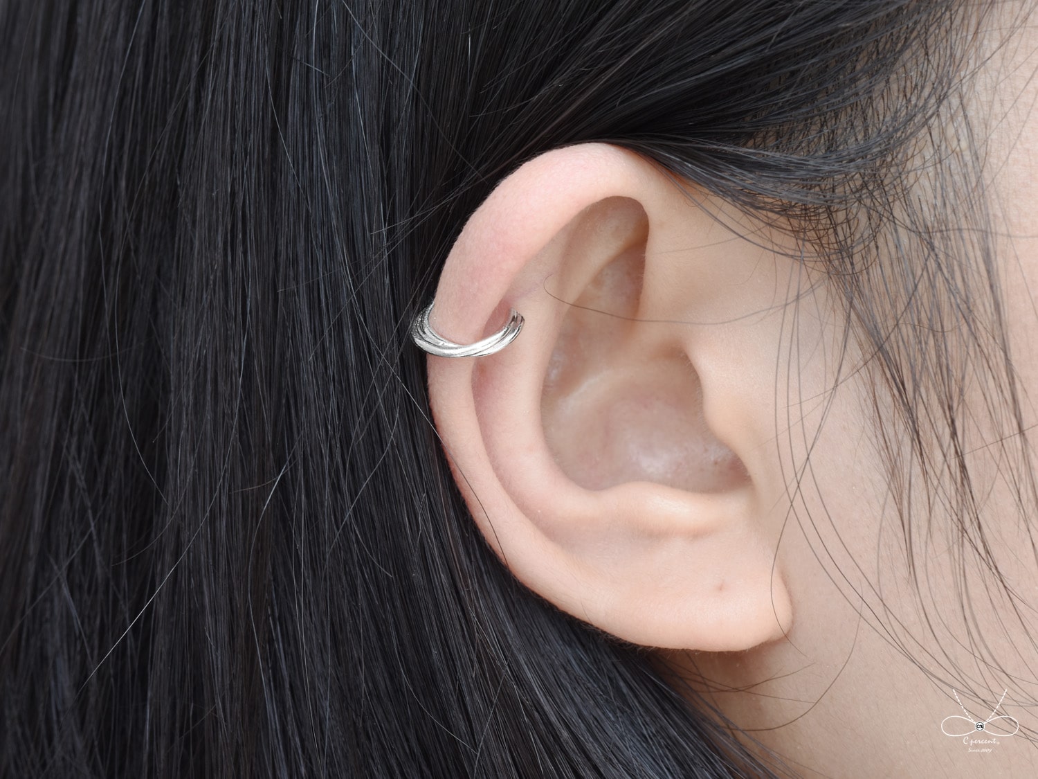 線條變化 - 雙線條交錯 | 925純銀 耳骨夾 簡約 夾式耳環 手工銀飾 - 飾品圖片第4張