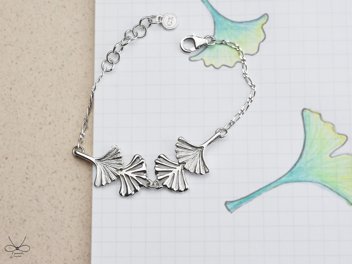 銀杏 - 植物園 | 純銀手鍊 女款 手工銀飾 - 飾品圖片第3張