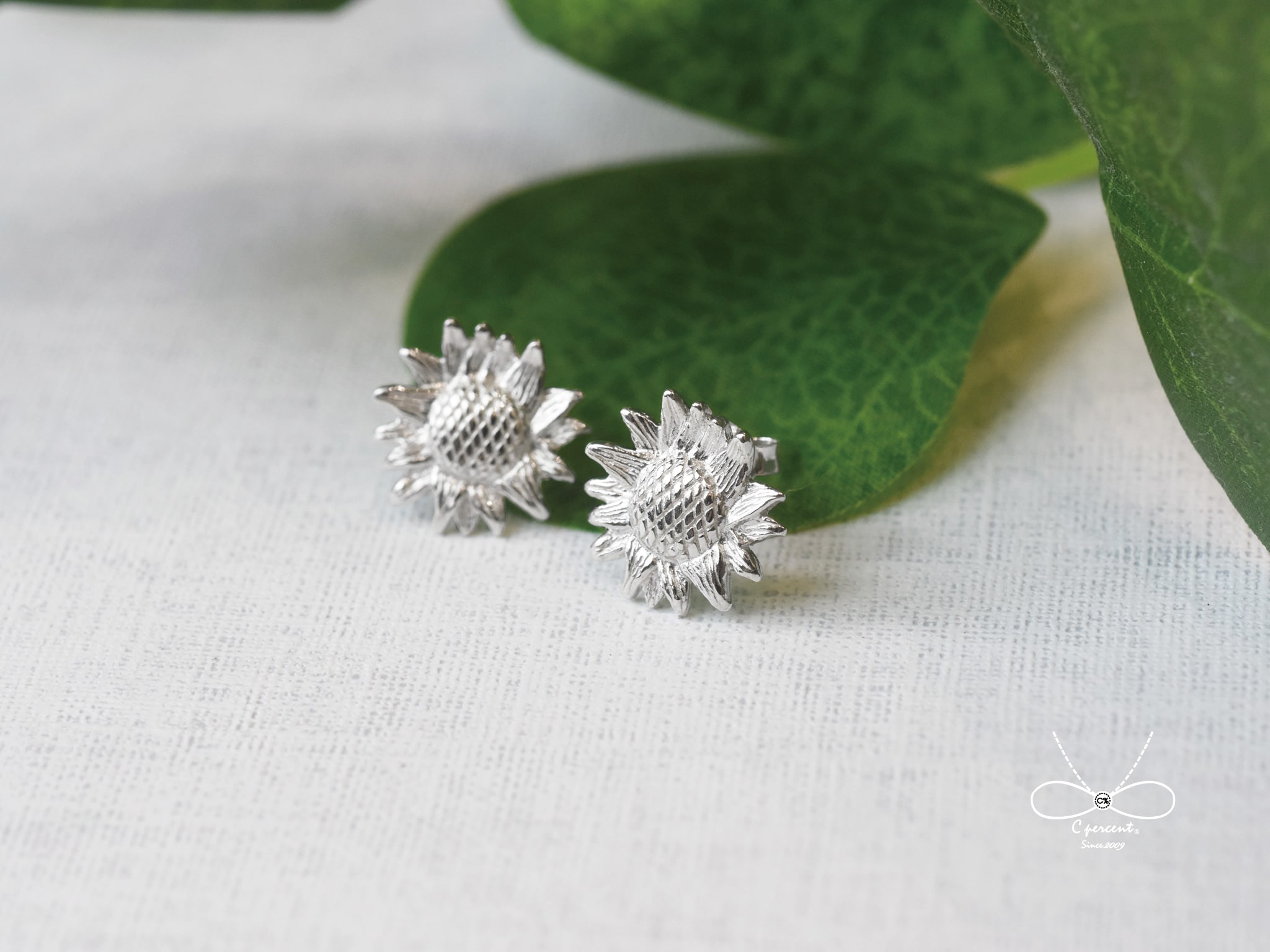 向日葵 | 純銀耳環 可改夾式 森林系 女款 手工銀飾 - 飾品圖片第2張