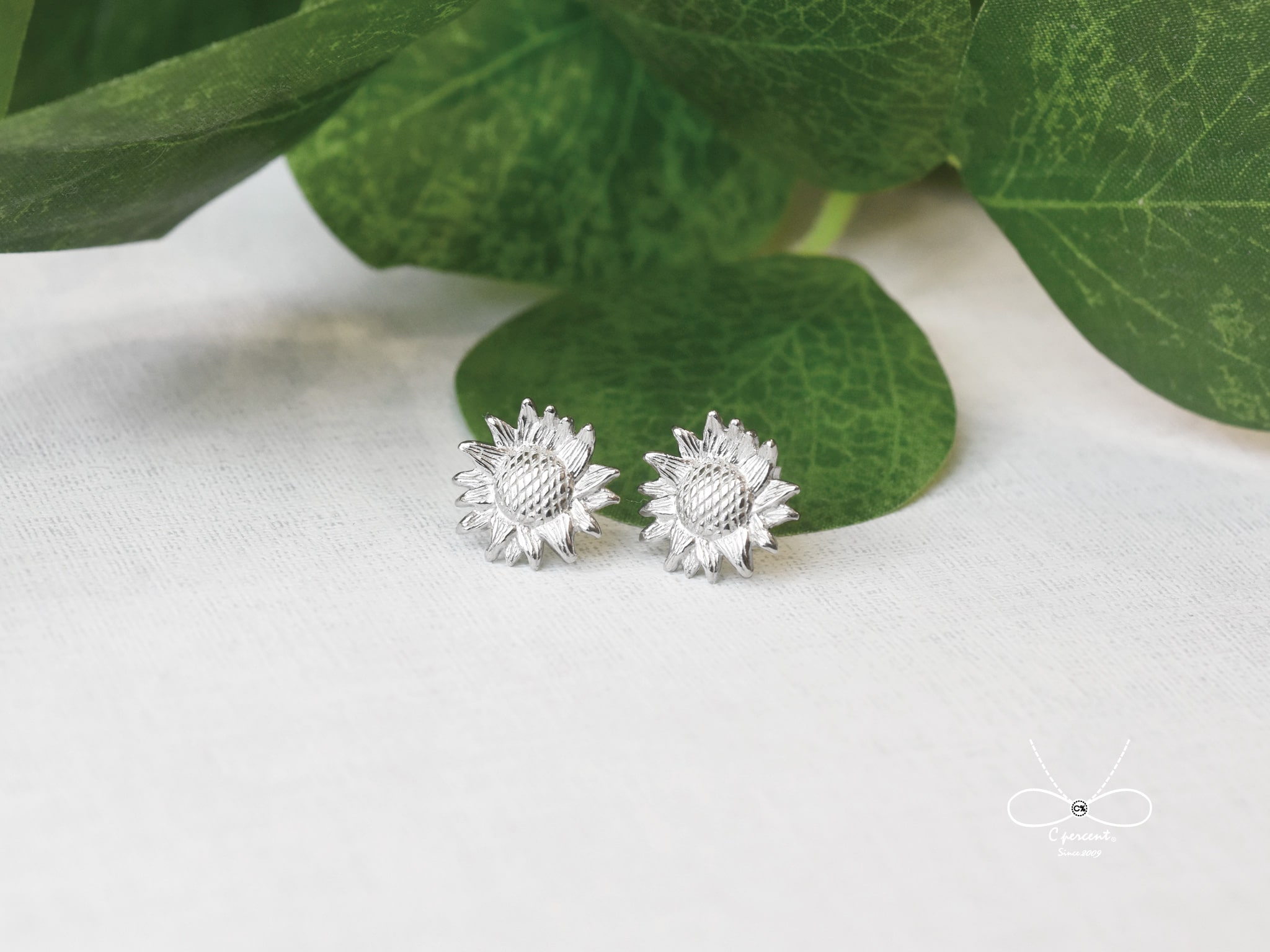 向日葵 | 純銀耳環 可改夾式 森林系 女款 手工銀飾 - 飾品圖片第3張