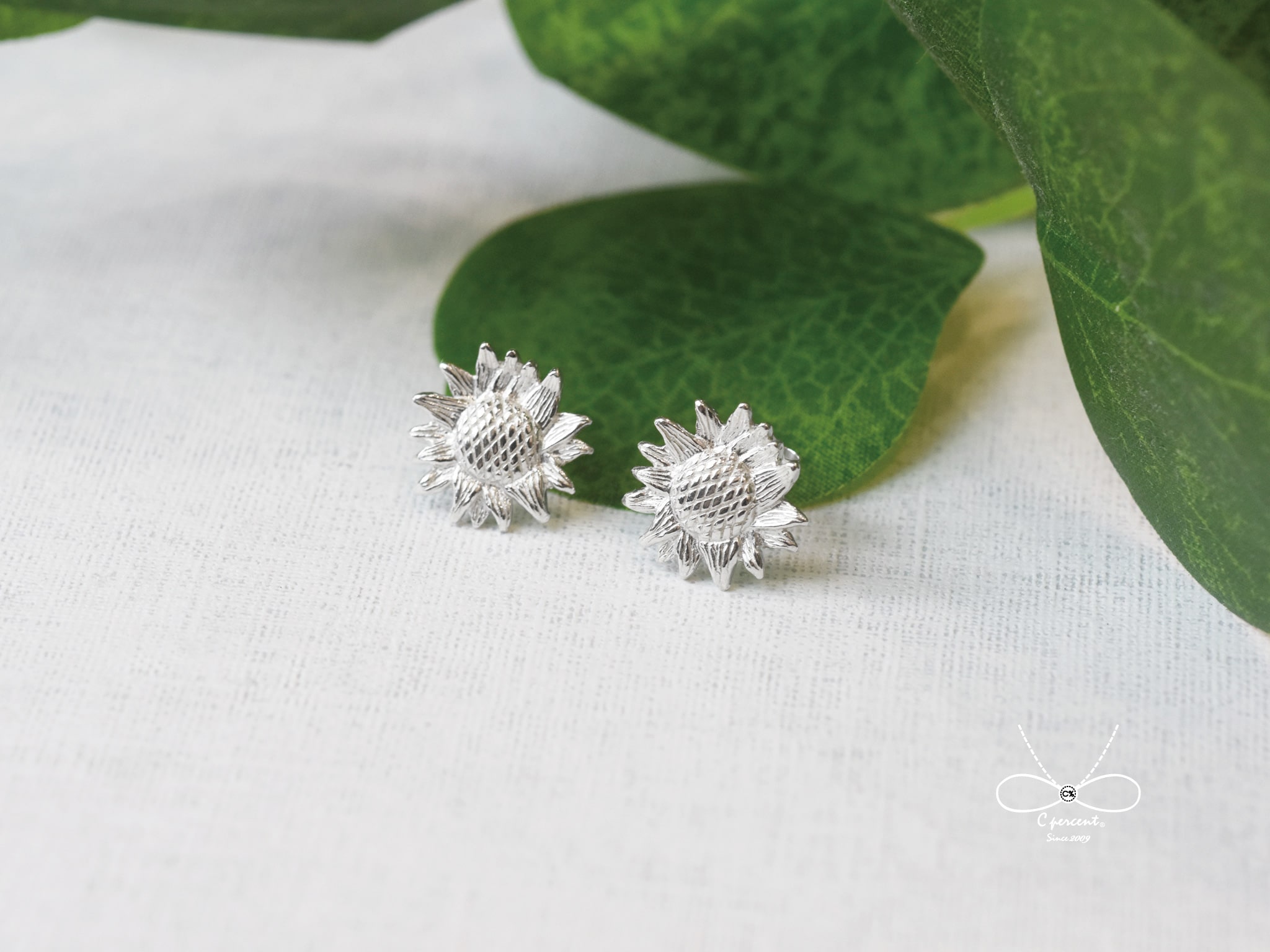 向日葵 | 純銀耳環 可改夾式 森林系 女款 手工銀飾 - 飾品圖片第4張