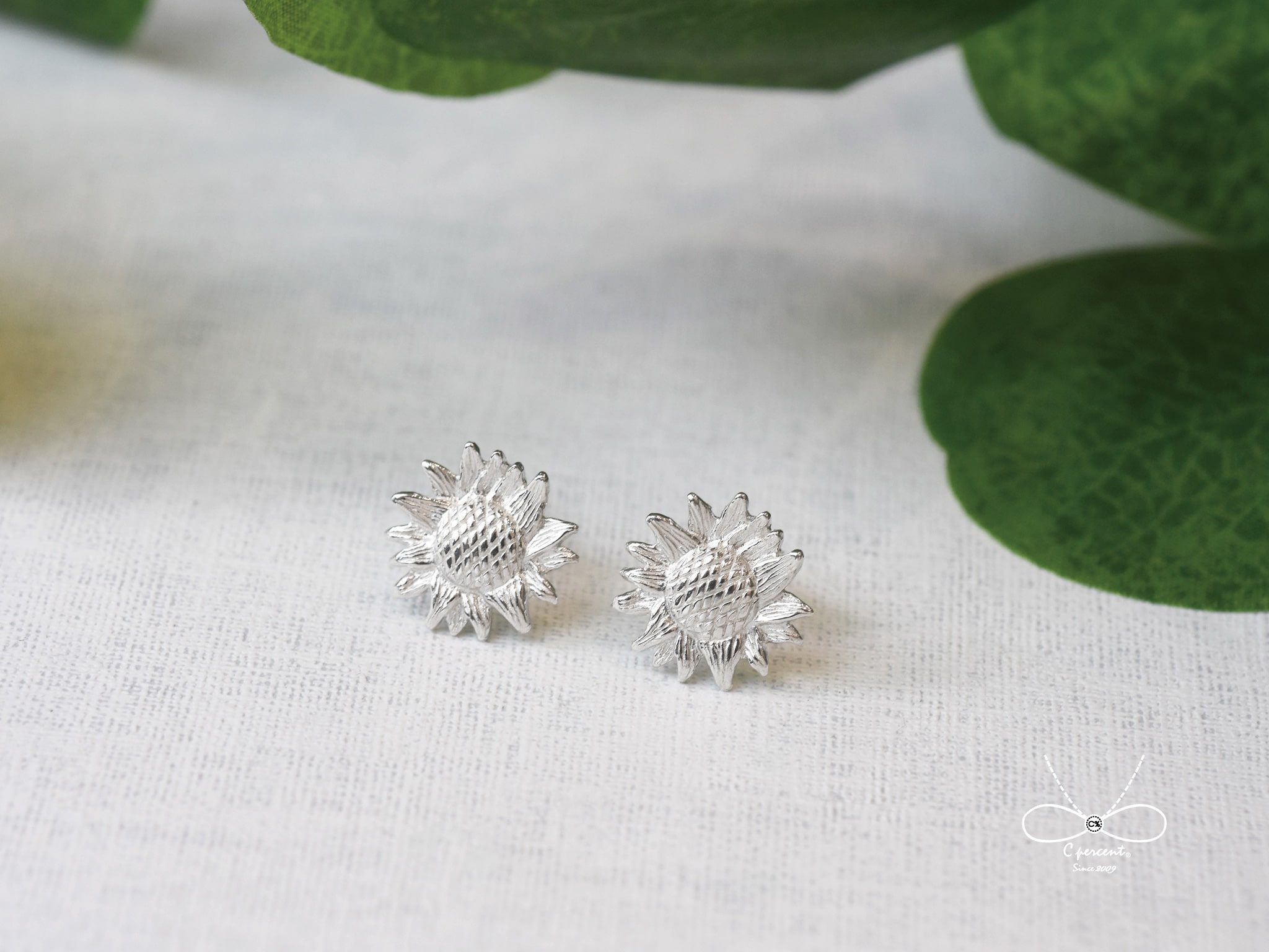 向日葵 | 純銀耳環 可改夾式 森林系 女款 手工銀飾 - 飾品圖片第5張